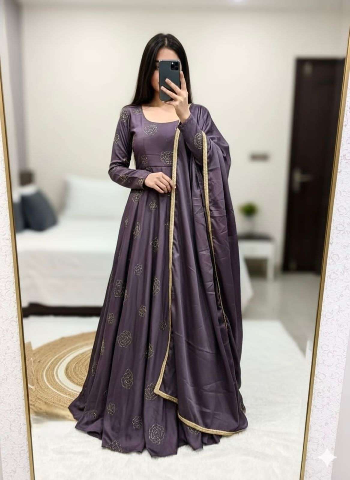 FESTIVAL SPECIAL SILK BEATS WORK GOWN DUPATTA BIRTHDAY PARTY...