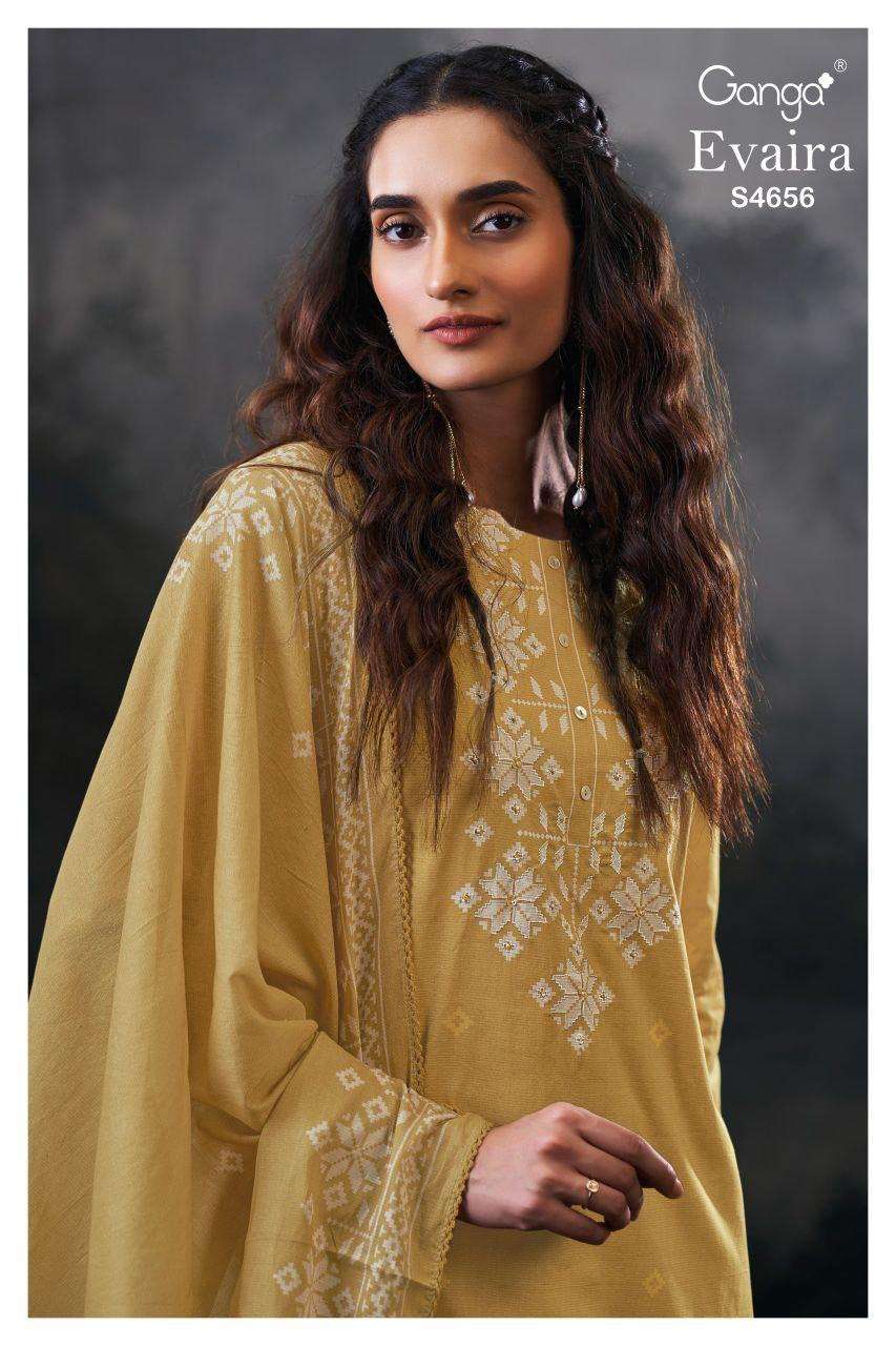 GANGA EVAIRA 4656 COTTON PRINTED WITH HAND WORK DRESS INDIAN...