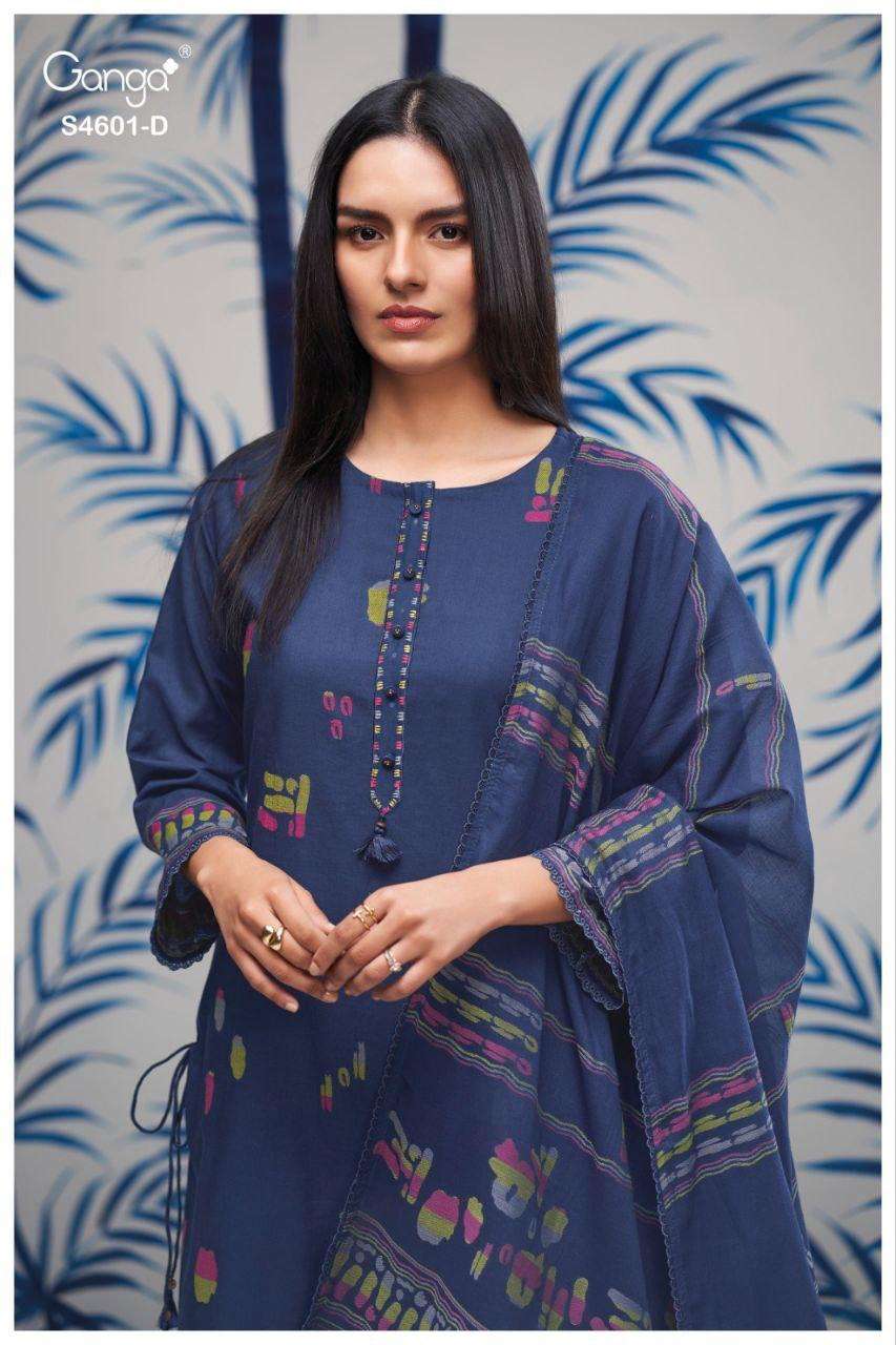 GANGA FARIQA 4601 COTTON JACQUARD WITH SCHIFFLI LACE ON DAMA...