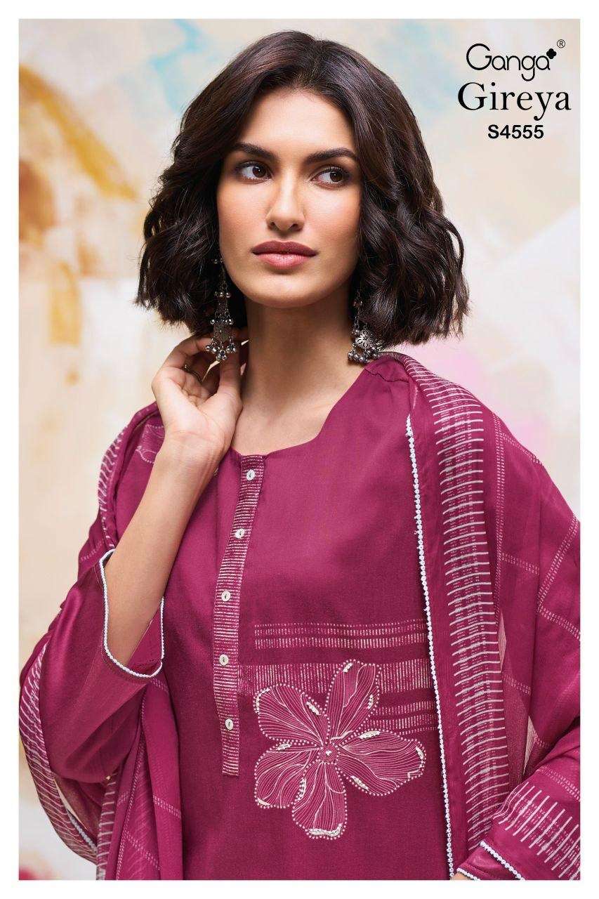 GANGA GIREYA 4555 EXCLUSIVE BRAND COTTON SATIN PRINTED SALWA...