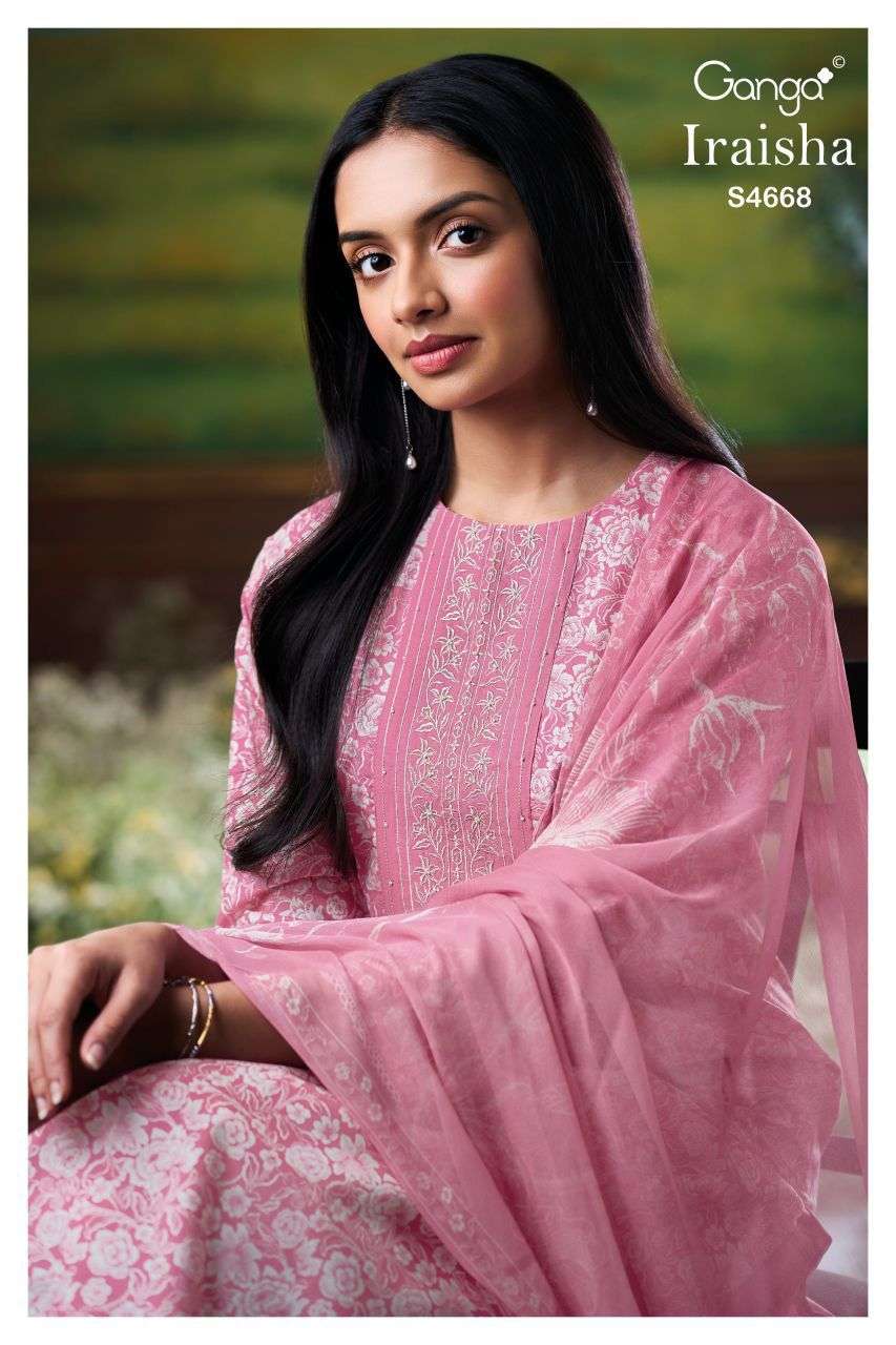 GANGA IRAISHA 4668 COTTON PRINTED WITH EMBROIDERY SALWAR KAM...