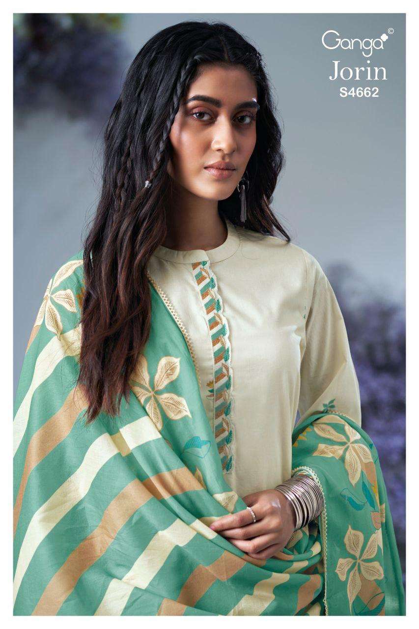 GANGA JORIN 4662 COTTON PRINTED CROCHET LACE ON DAMAN 3 PIEC...