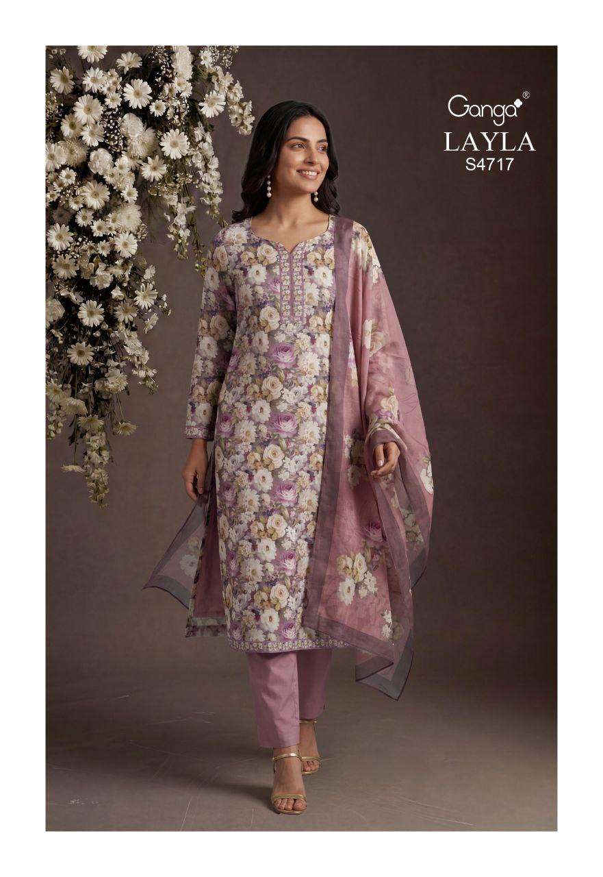 GANGA LAYLA 4717 PREMIUM COTTON FLOWER PRINTED BEAUTIFUL SAL...