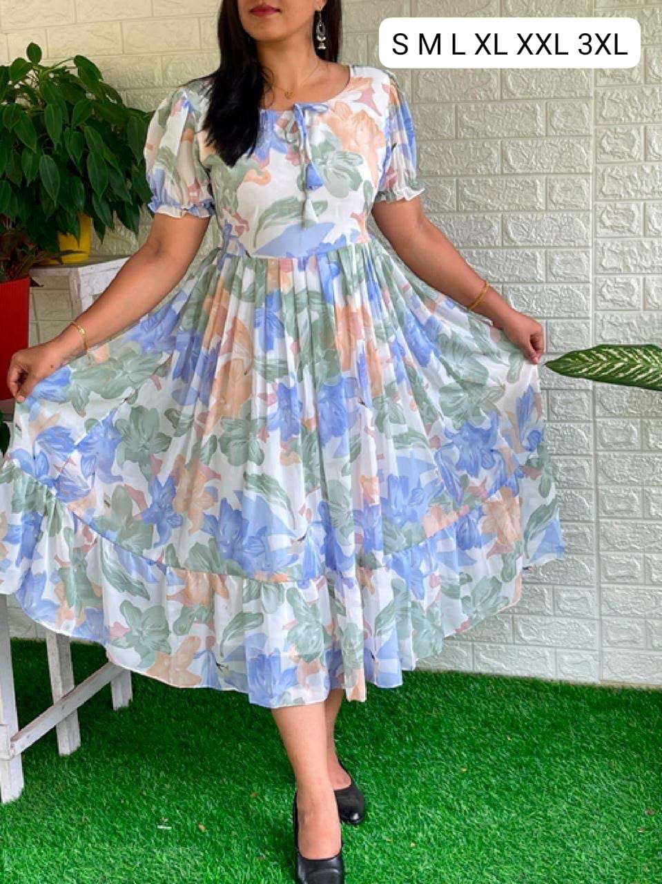 GEORGETTE LONG MARI DRESS SOUTH GIRL LIKE CLOTH ONE PIECE RE...