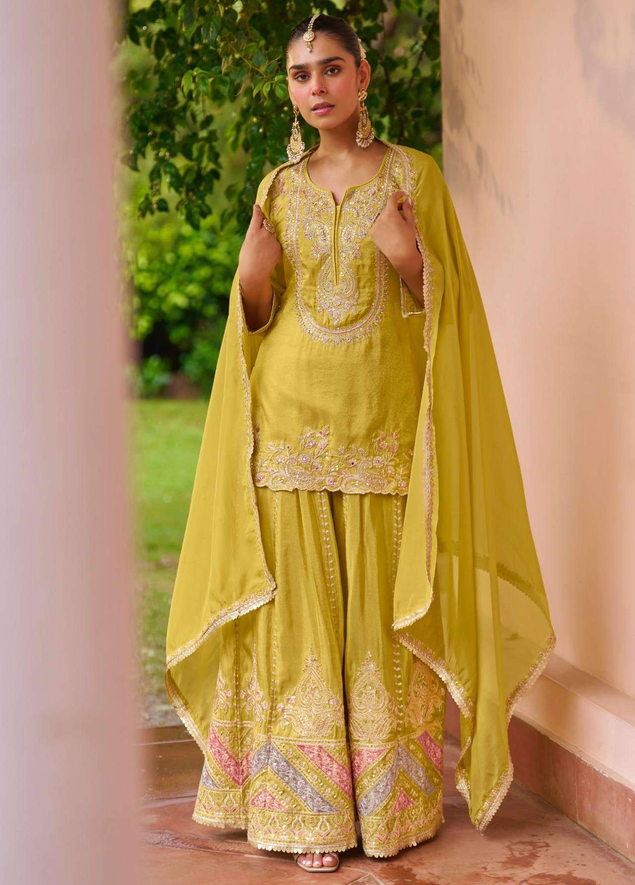 GULKAYRA DESIGNER AMULYA CHINON EMBROIDERY READYMADE YELLOW ...