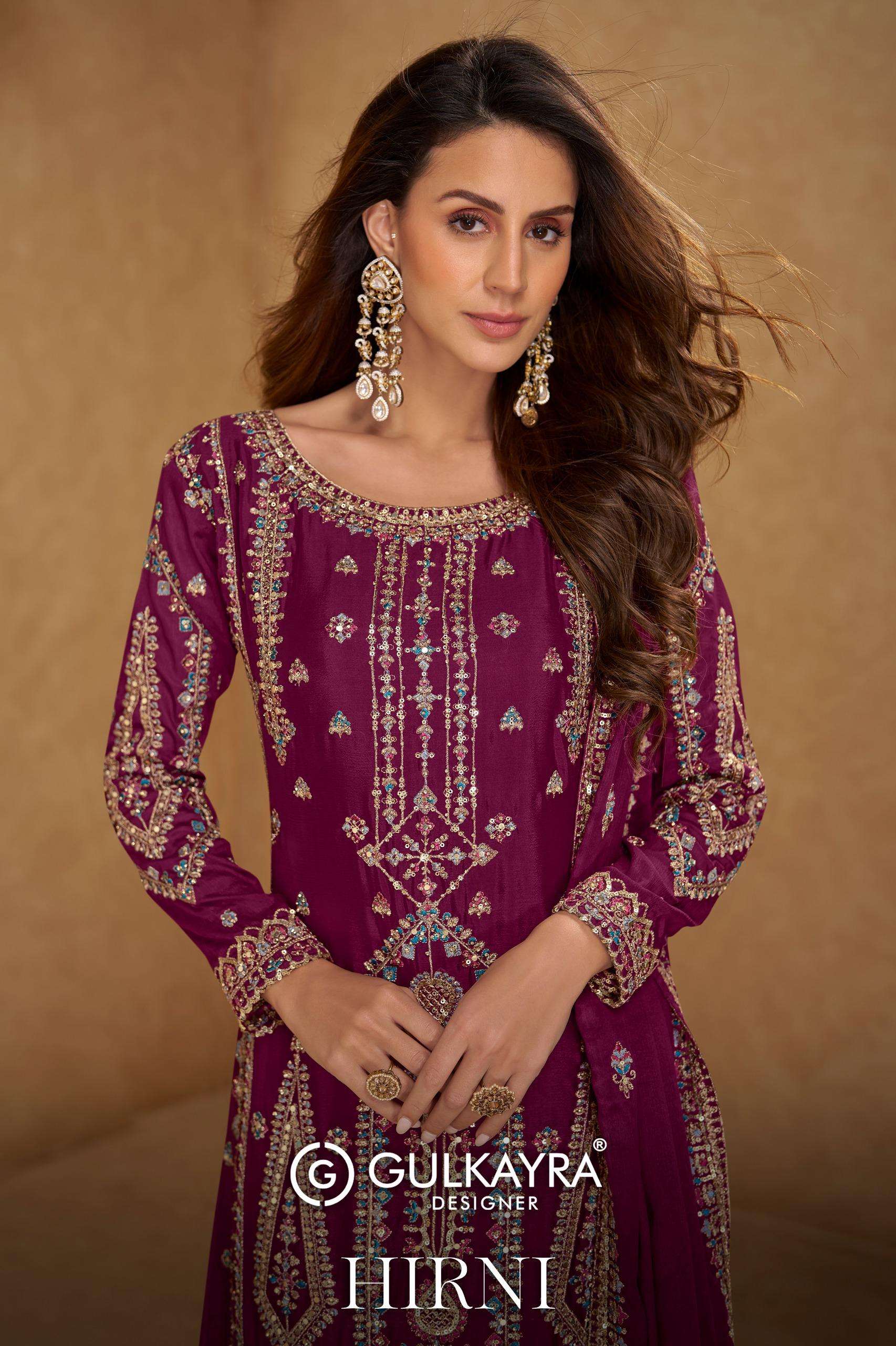 GULKAYRA DESIGNER HIRNI 7650 COLORS REAL CHINON HEAVY WORK S...