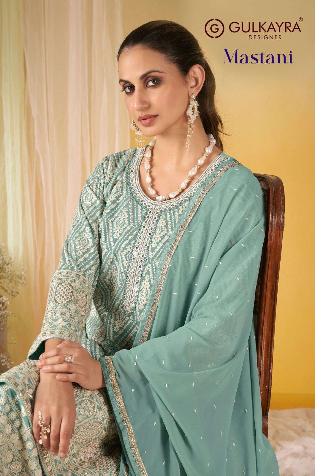 GULKAYRA DESIGNER MASTANI GEORGETTE HEAVY EMBROIDERY PALAZZO...