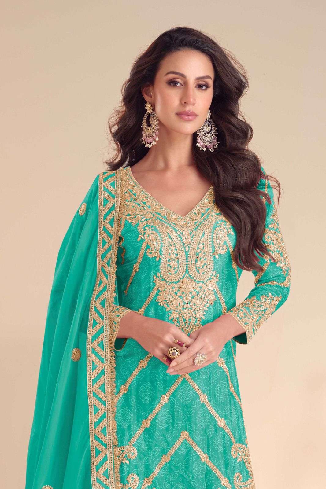 GULKAYRA DESIGNER RANGOLI CHINON DIGITAL SHARARA SUIT BOLLYW...
