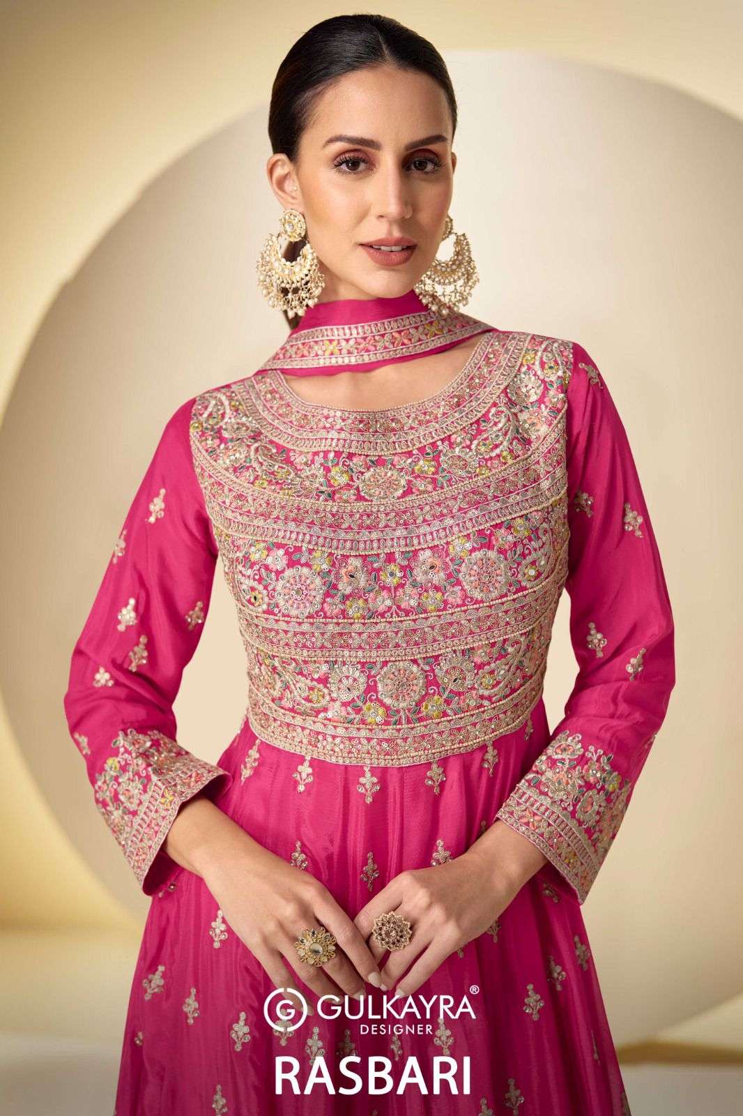 GULKAYRA DESIGNER RASBARI CHINON HEAVY WORK NECK AND BORDER ...