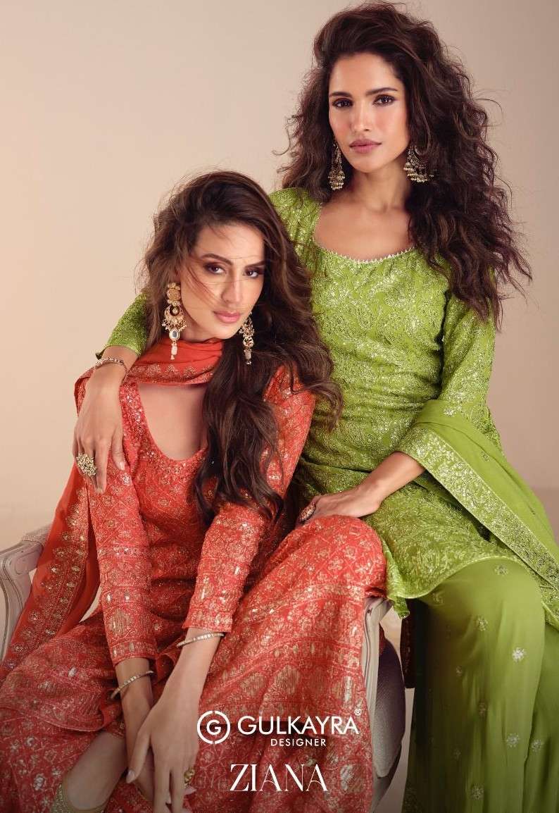 GULKAYRA DESIGNER ZIANA GEORGETTE FABRIC HEAVY WORK SHARARA ...