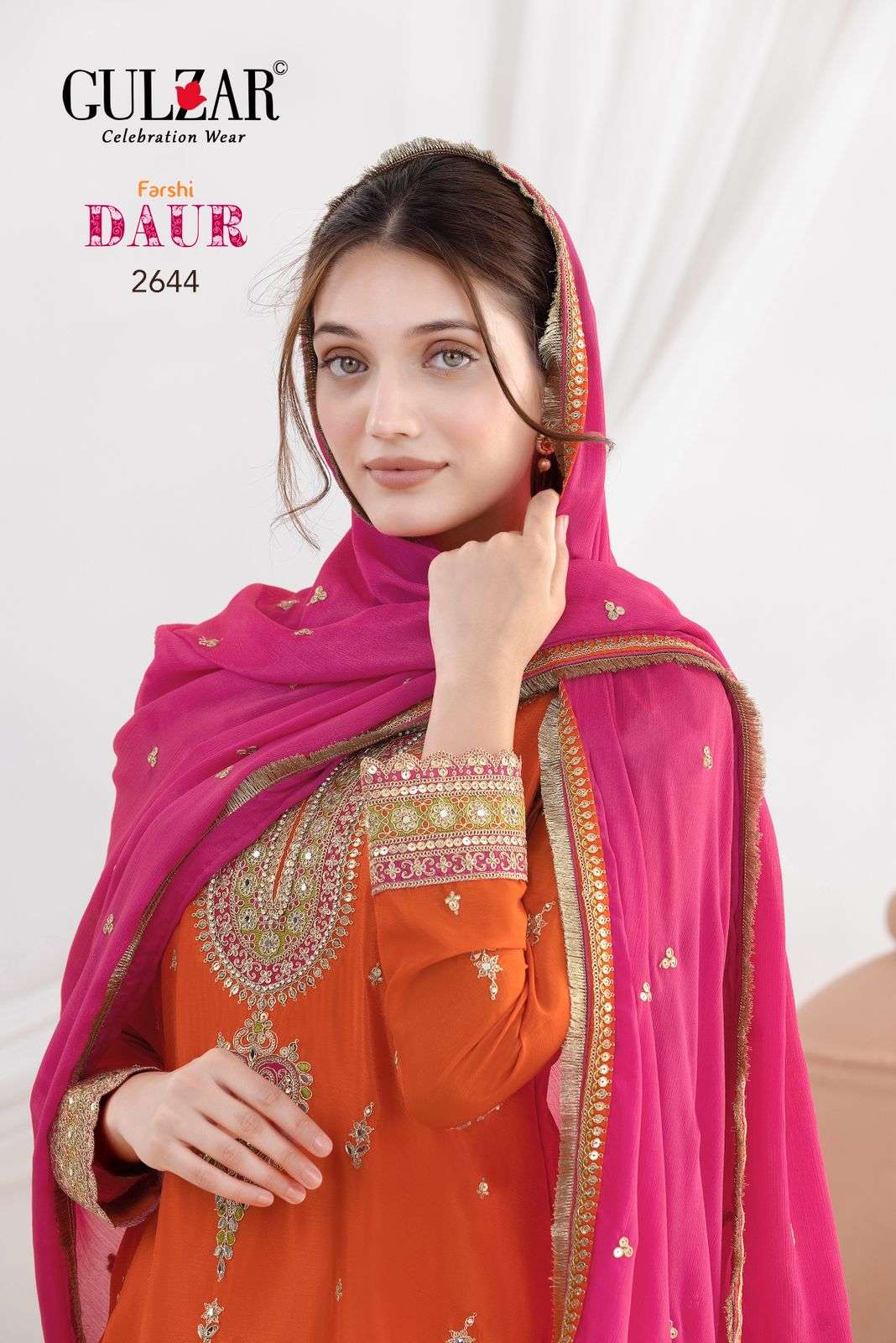 GULZAR 2641 TO 2644 EXCLUSIVE READYMADE CHINON EMBROIDERY SA...