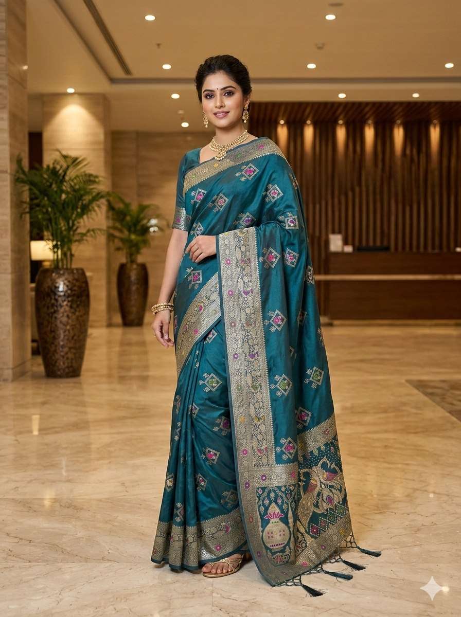 Hand Work With Heavy Tassels silk fabric with beautiful trad...