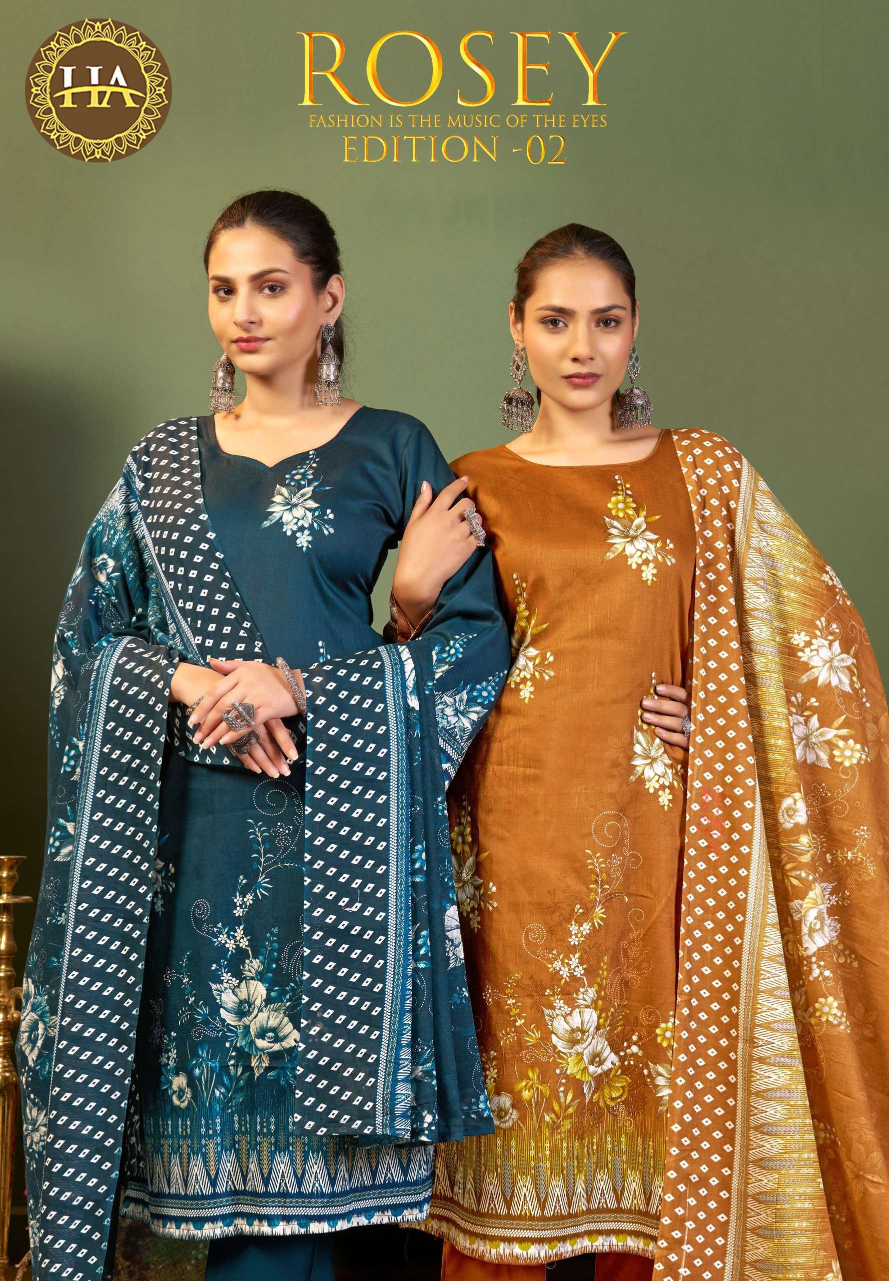 HARSHI FASHION ROSEY VOL 2 ZAM DESIGNER WITH ELEGANT WORK SA...