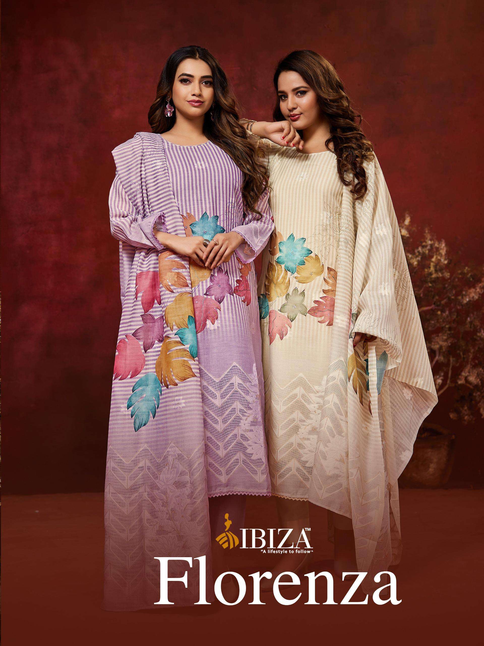 IBIZA FLORENZA LILEN JAQUARD DIGITAL PRINT FLOWER PRINT SALW...