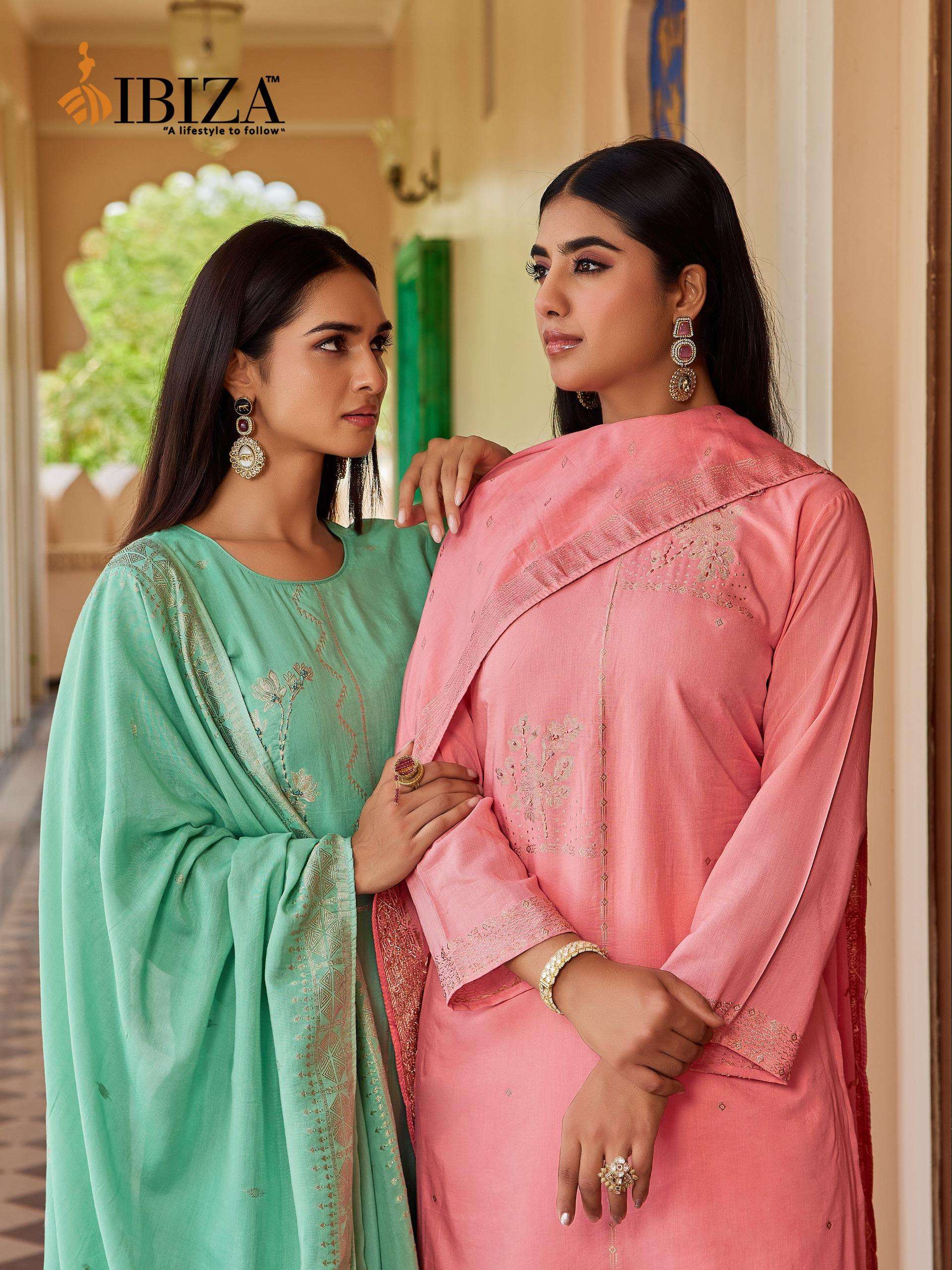IBIZA KHANAK NEW SERIES FEMALE CLOTH CHANDERI JACQUARD SALWA...