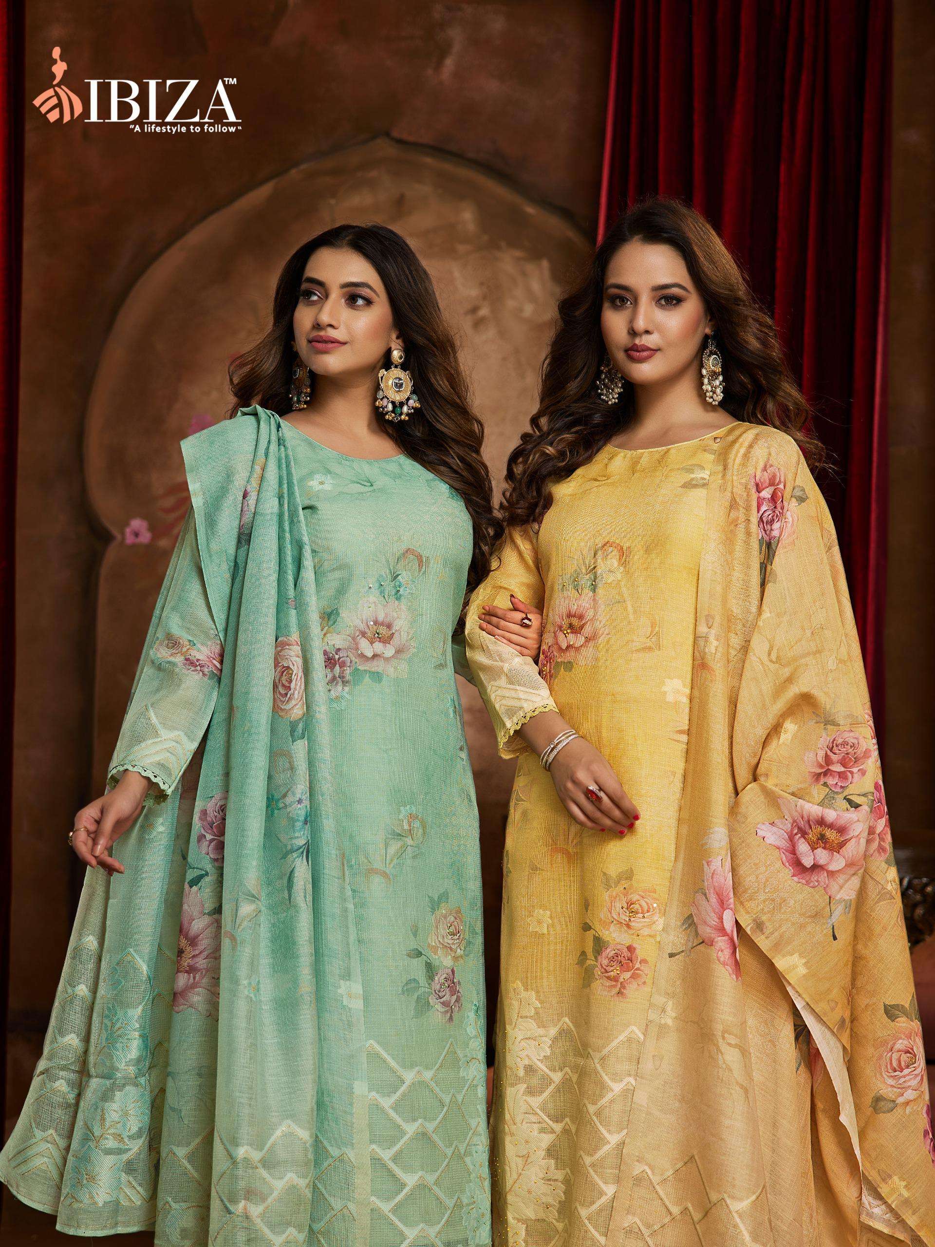 IBIZA LIME LIGHT LILEN JAQUARD DIGITAL PRINT HANDWORK SALWAR...