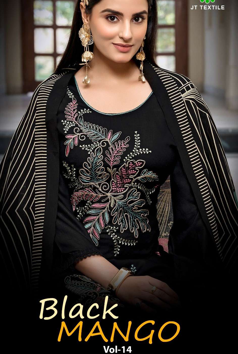 JAMATMAL BLACK MANGO VOL 14 RAYON FABRIC BLACK DESIGNER SUIT...
