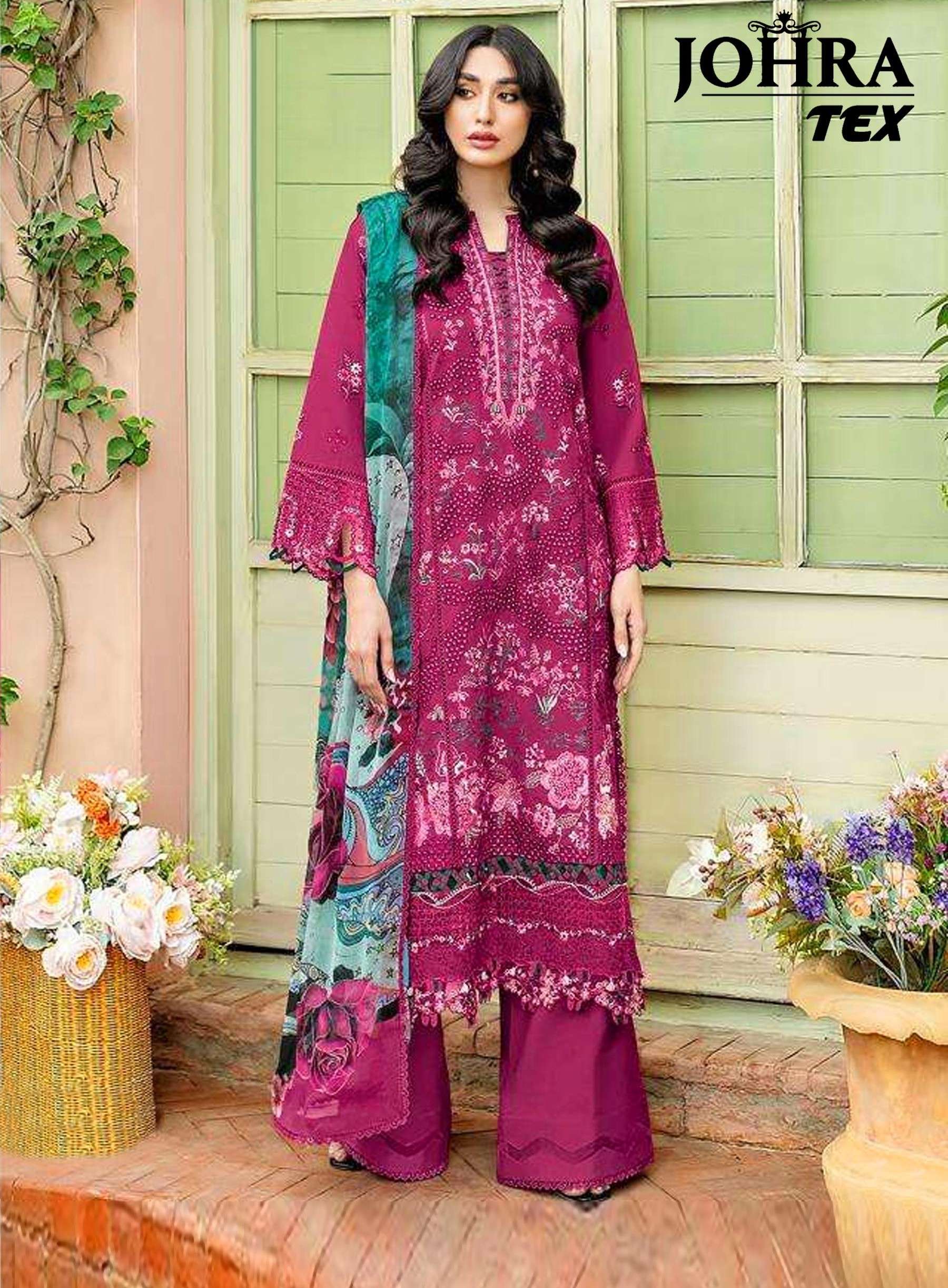 JOHRA TEX JT 193 RAYYON COTTON WITH EMBROIDERED PAKISTANI PI...