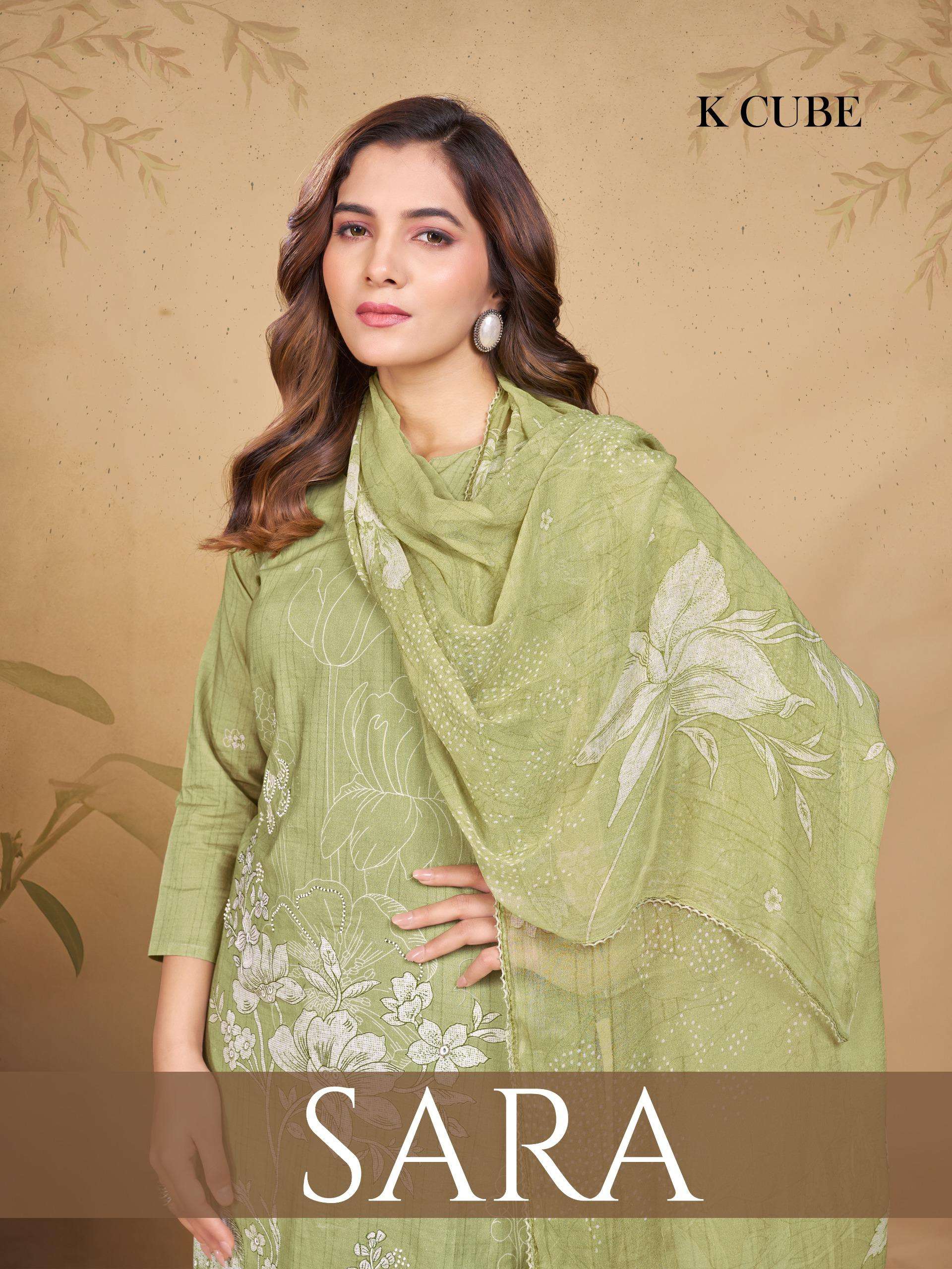 K CUBE SARA 1029 COTTON CAMBRIC FLOWER PRINT MATERIAL SALWAR...