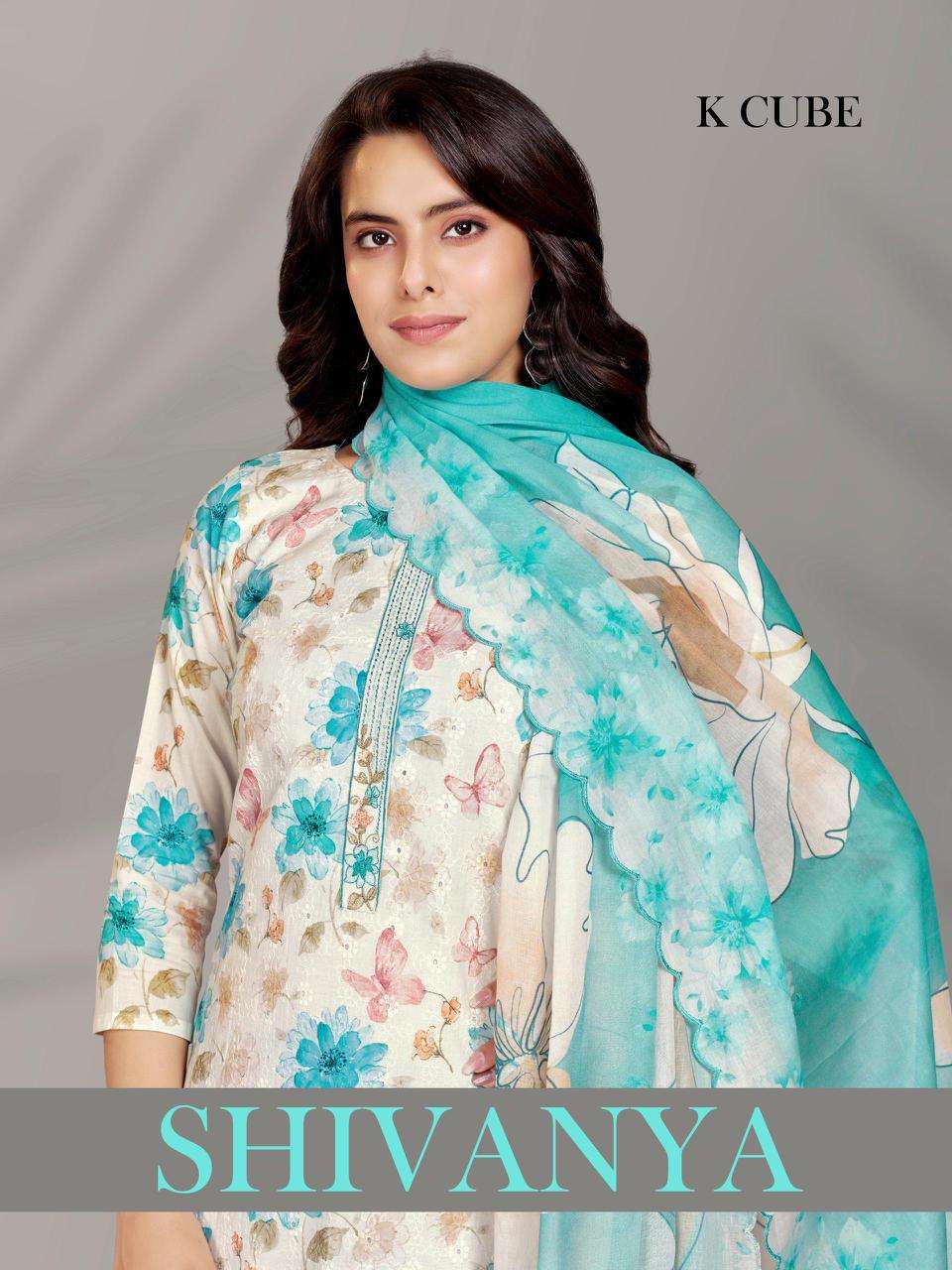 K CUBE SHIVANYA 1024 COTTON SCHIFFLI DIGITALLY SALWAR KAMEEZ...