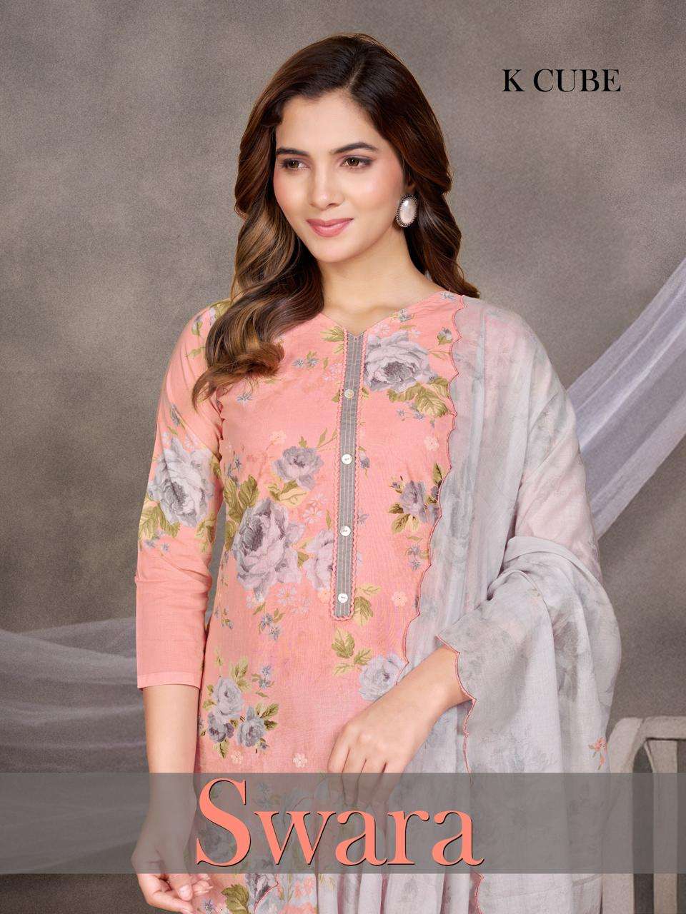 K CUBE SWARA 1018 COTTON DIGITALLY PRINTED EMBROIDERY WORK S...