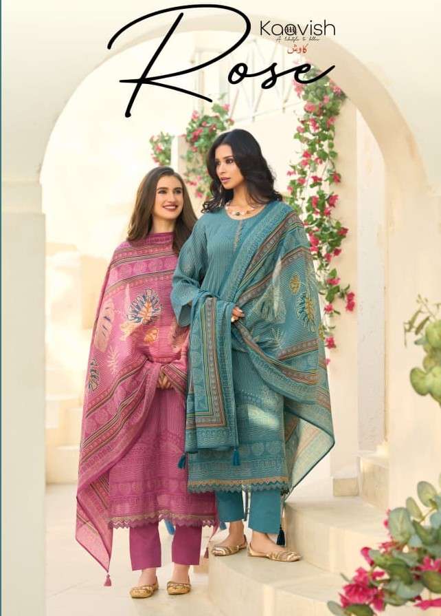 KAAVISH ROS DIGITAL FOIL PRINT EMBROIDERY WORK SALWAR KAMEEZ...
