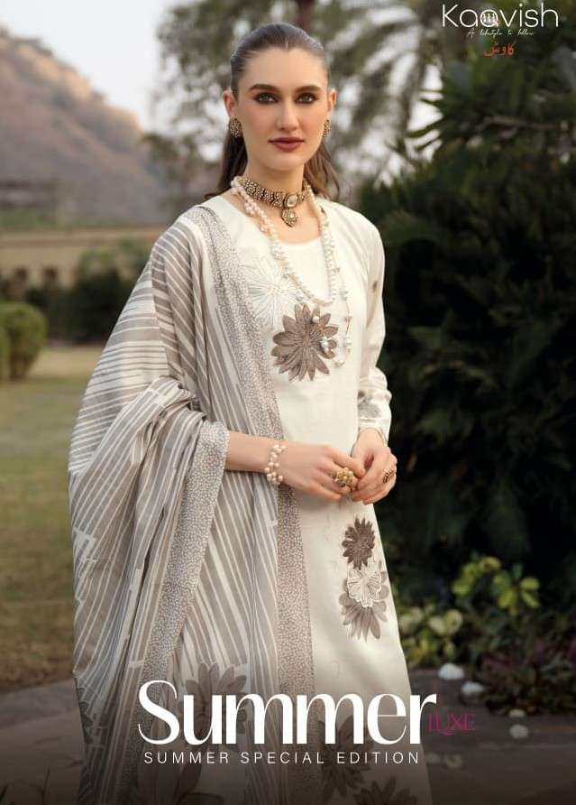KAAVISH SUMMER LUXE LWAN COTTON DIGITAL FOIL WORK LADIES DRE...