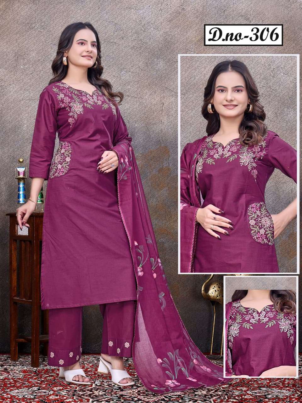 KADLEE FASHION 306 & 307 INDIA TRADITIONAL COTTON THREAD WOR...