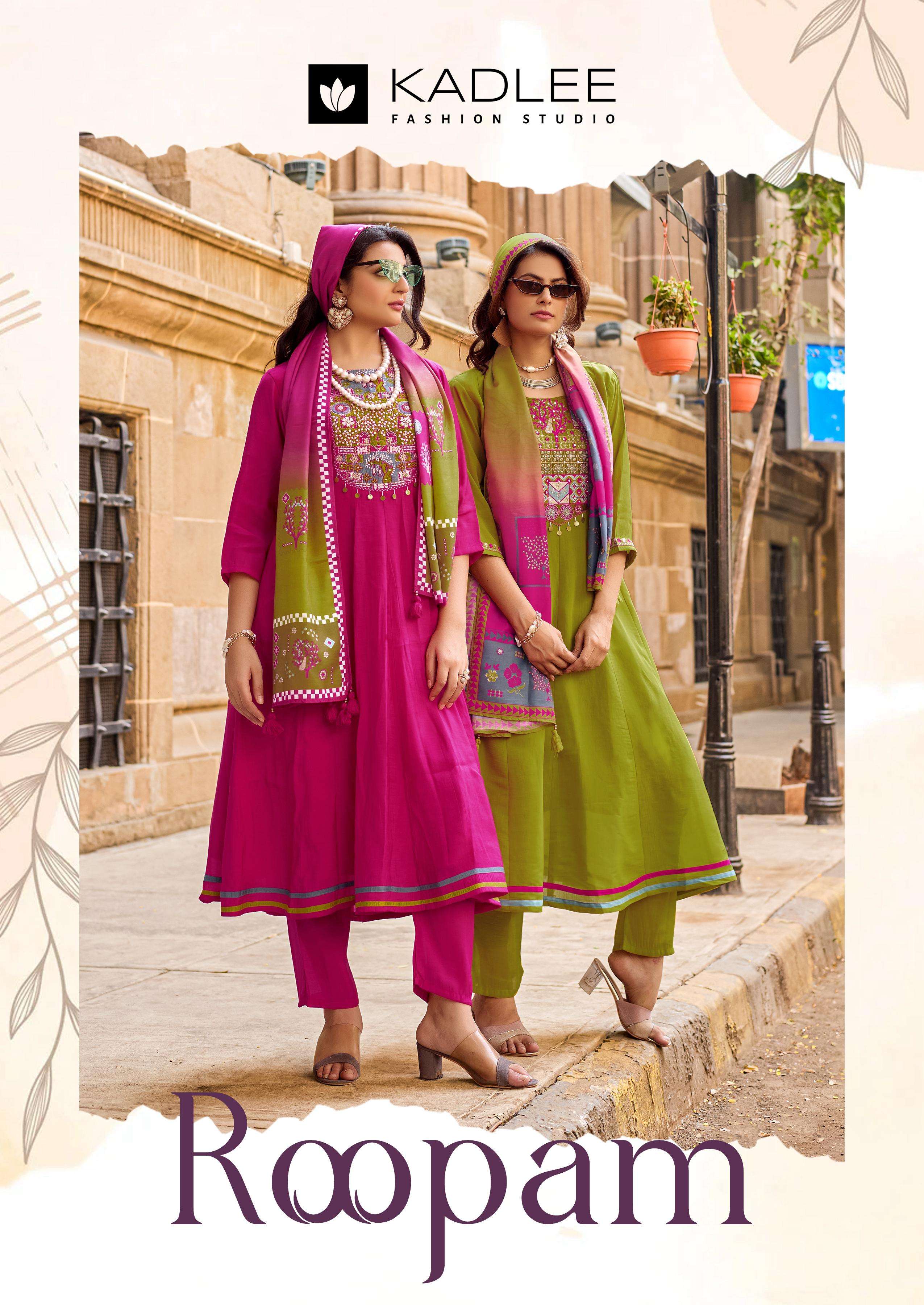 KADLEE ROOPAM MULL CHANDERI THREAD WORK SALWAR KAMEEZ IN FUN...