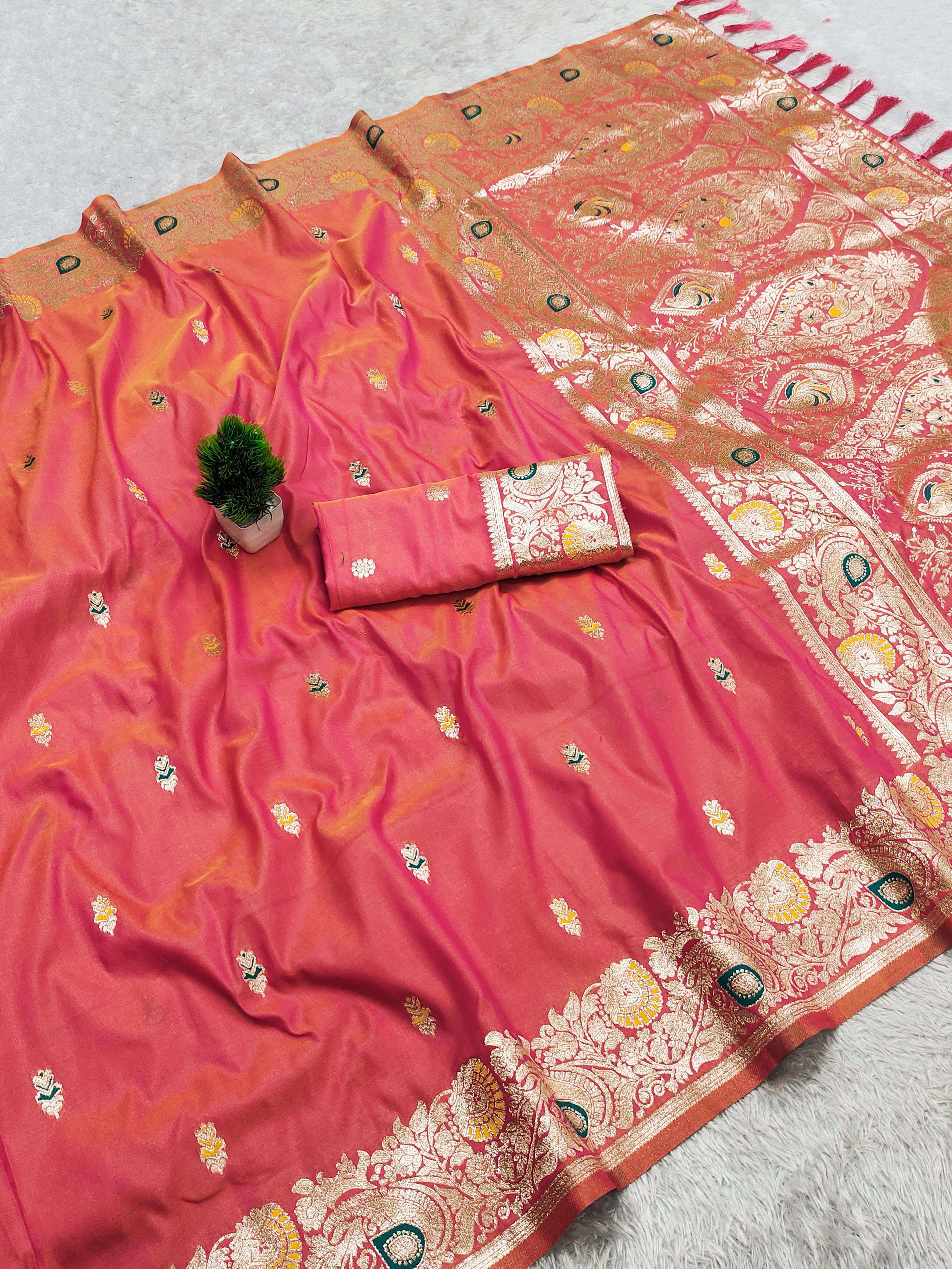 Kalkee Premium Quality Banarasi Origional silk fabric regula...