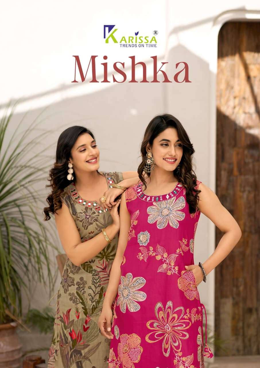 KARISSA MISHKA VISCOSE VARTICAN PRINT SLEEVELEESS KURTI PANT...