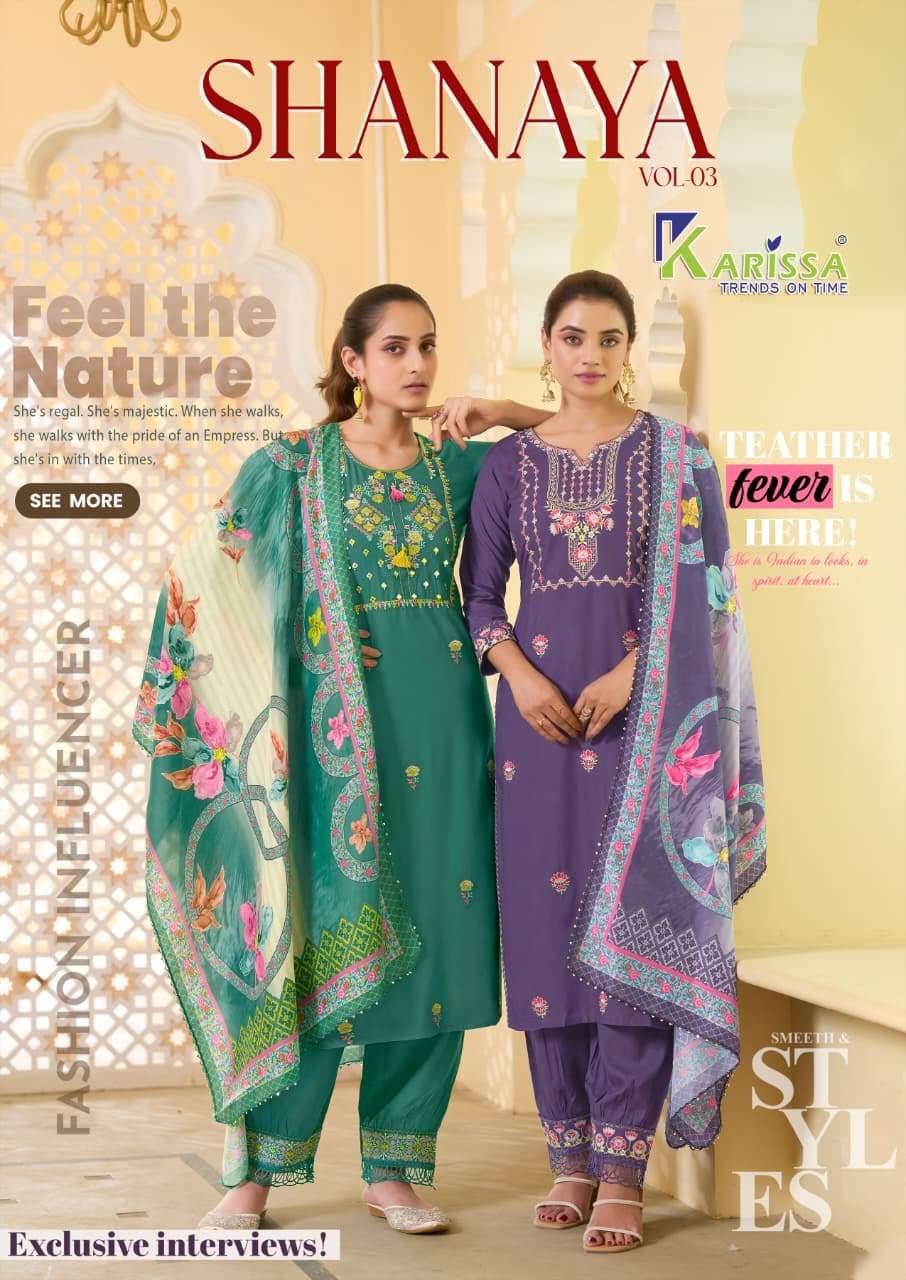KARISSA SHANAYA VOL 3 PREMIUM MUSLIN DESIGN KURTI AFGHANI BO...