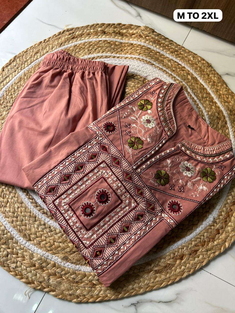 KASHMIRI STYLE CORD SET A LINE STRIGHT CUT KURTI WITH COMFOR...