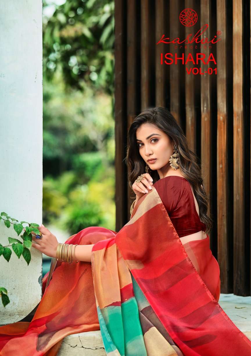 KASHVI CREATION ISHARA VOL 1 NC MOSS DIGITAL PRINT SAREE TRA...
