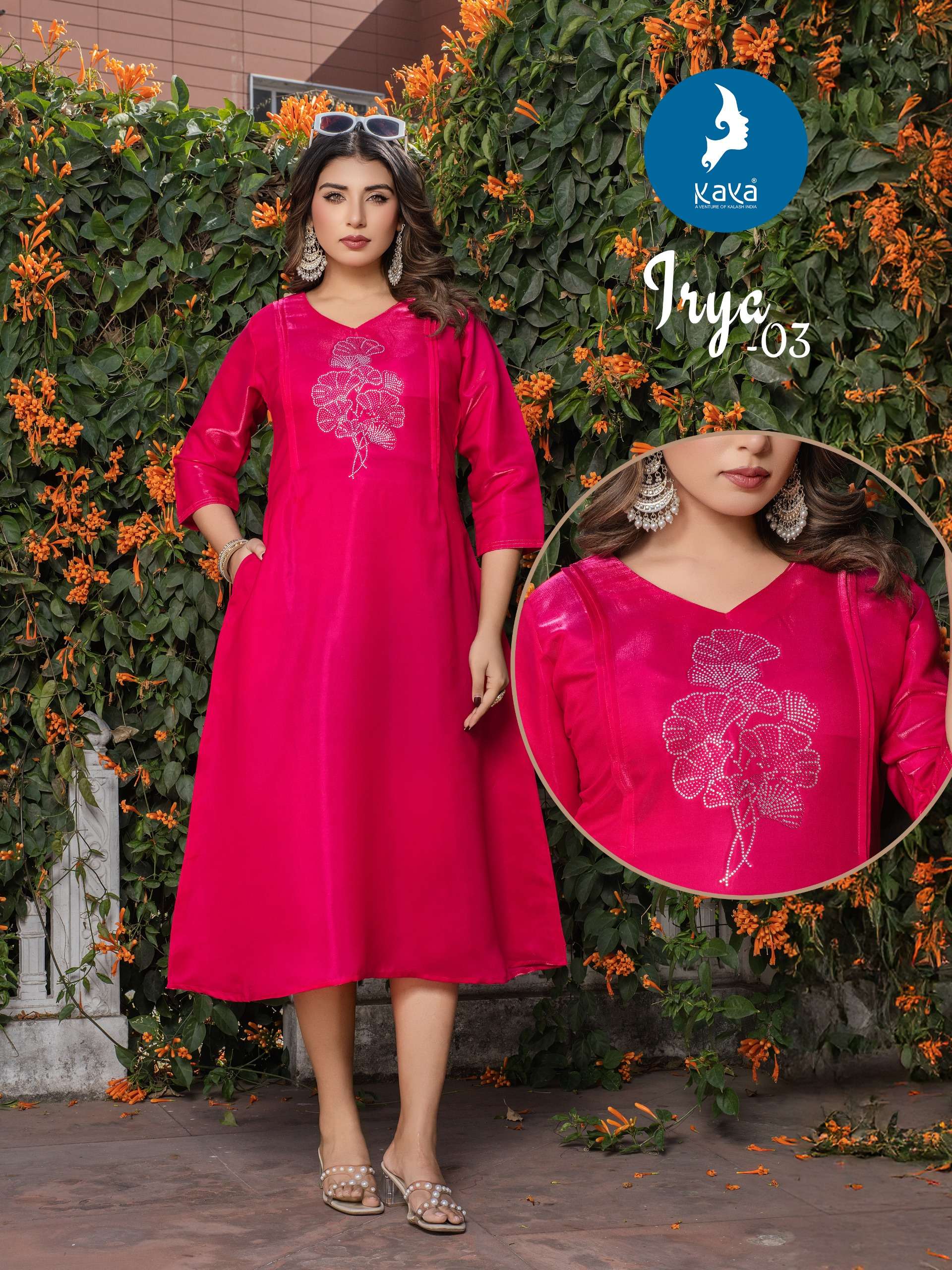 KAYA KURTI IRYA NECK DESIGNER LOG KURTI FASHION COLLECTION F...