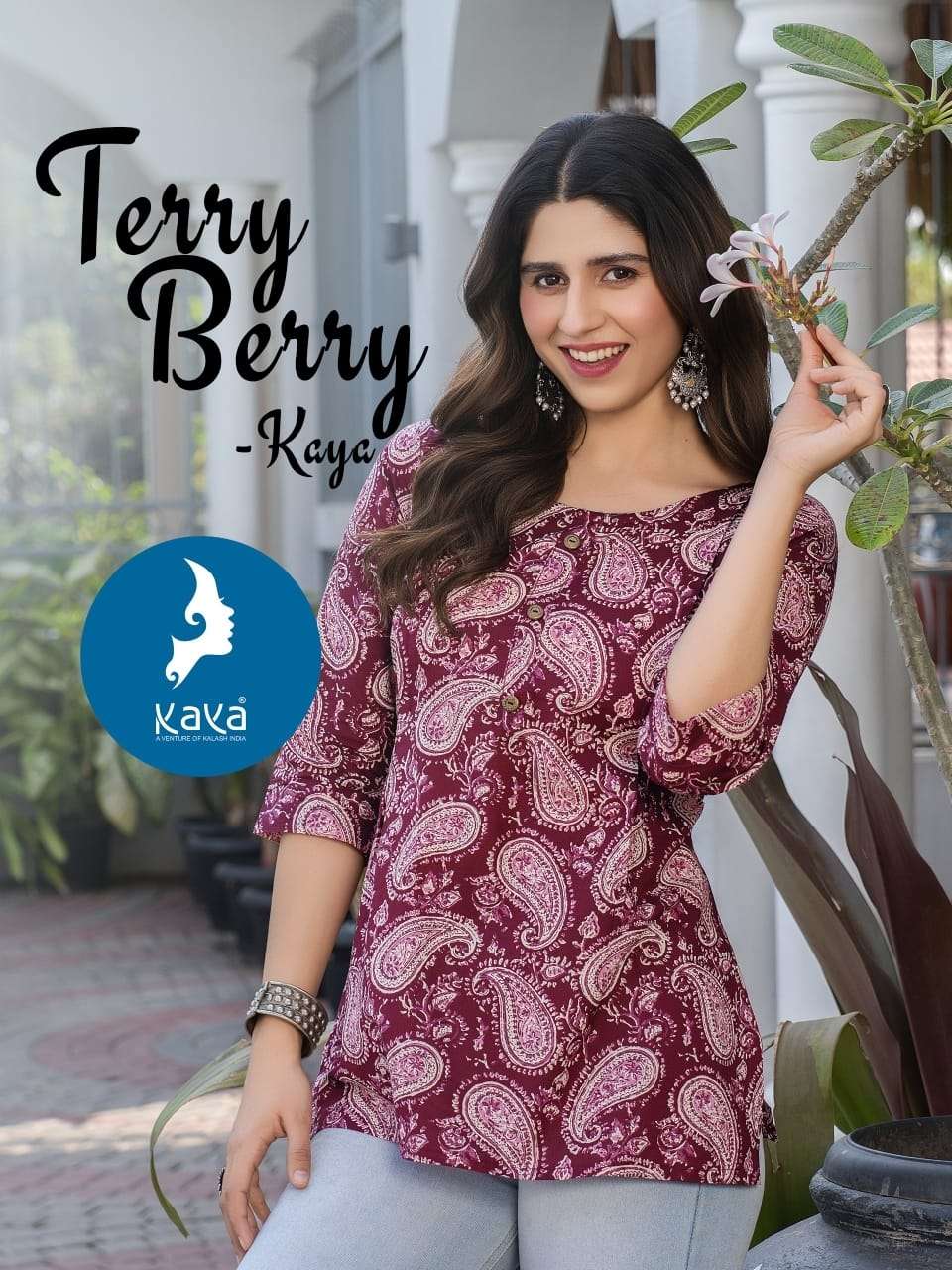 KAYA KURTIS TERRY BERRY WESTERN WEAR SHORT TOP FOR GIRL WHOL...