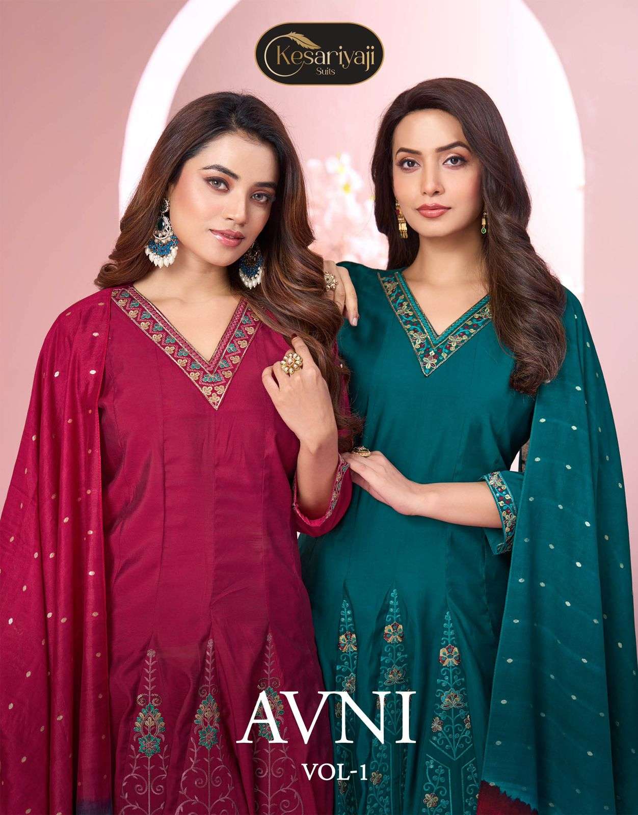KESHRIYA AVNI VOL 1 ROMAN WITH LINING FLAIRED ANARKALLI STYL...