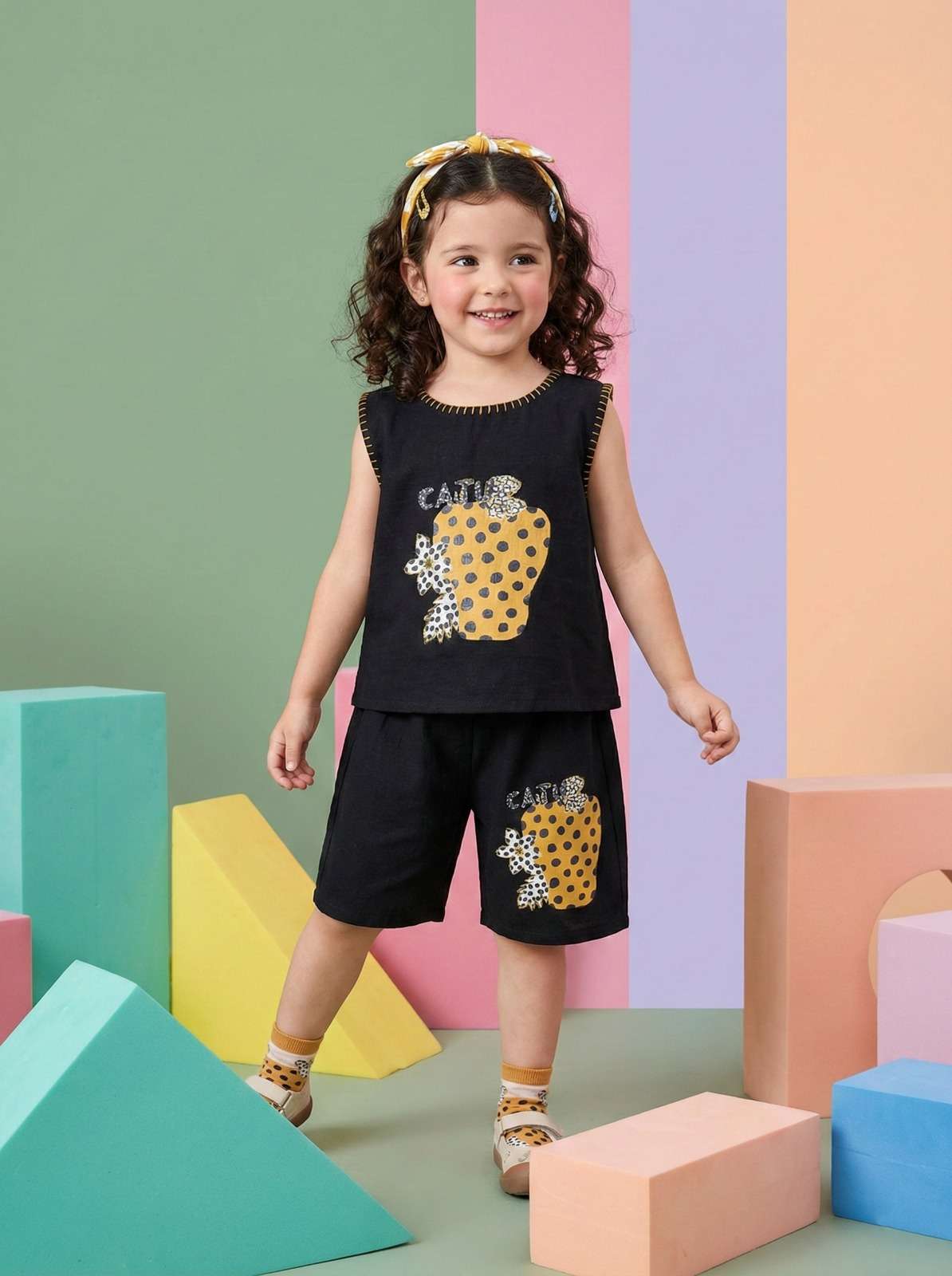 KIDS 14 LITTLE GIRL DRESSES COTTON BLACK TSHIRT SHORT PANT S...