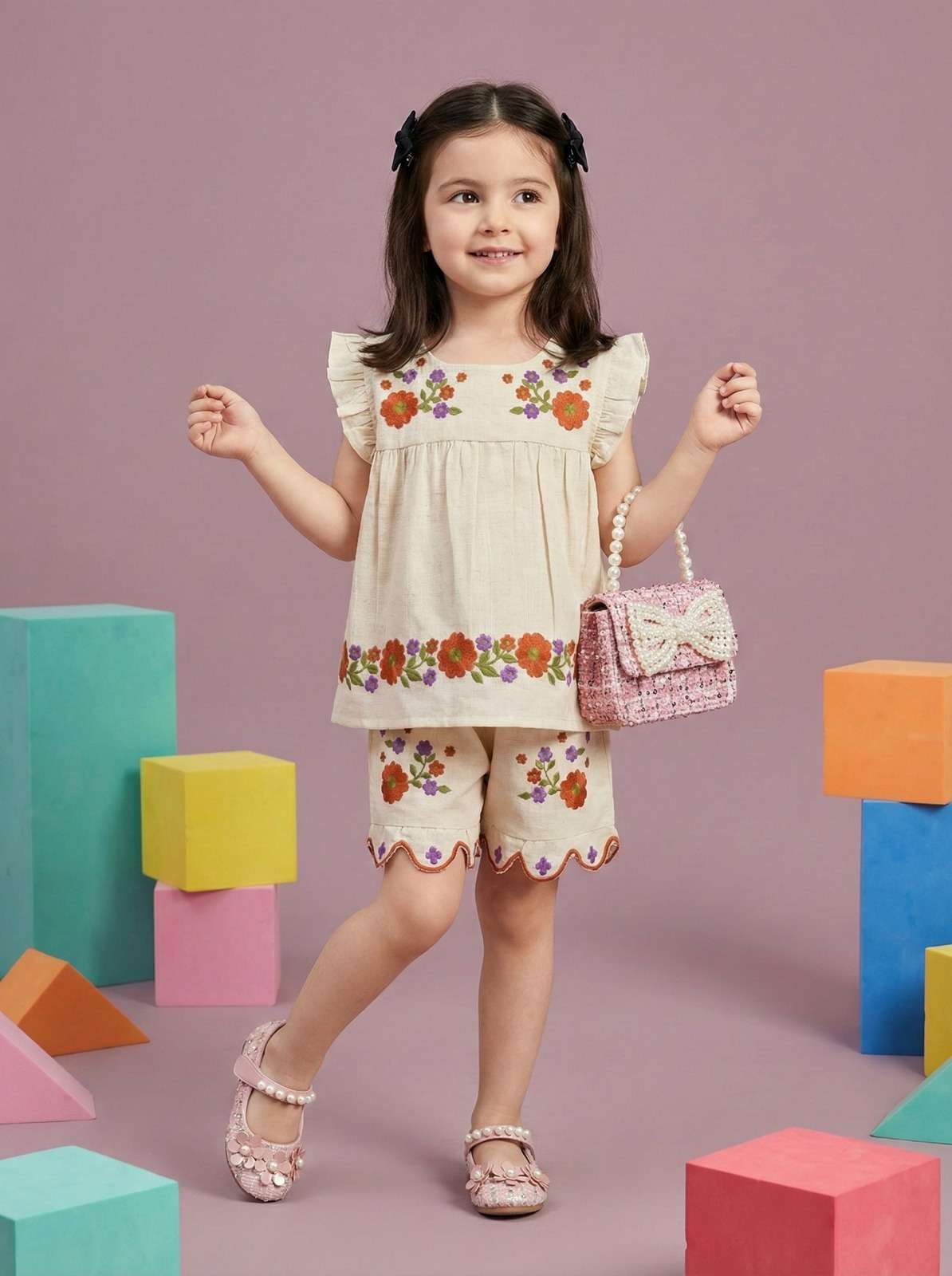 KIDS 16 KIDS OUTFIT SUMMER COTTON TOP SHORT PANT GIRL LITTLE...