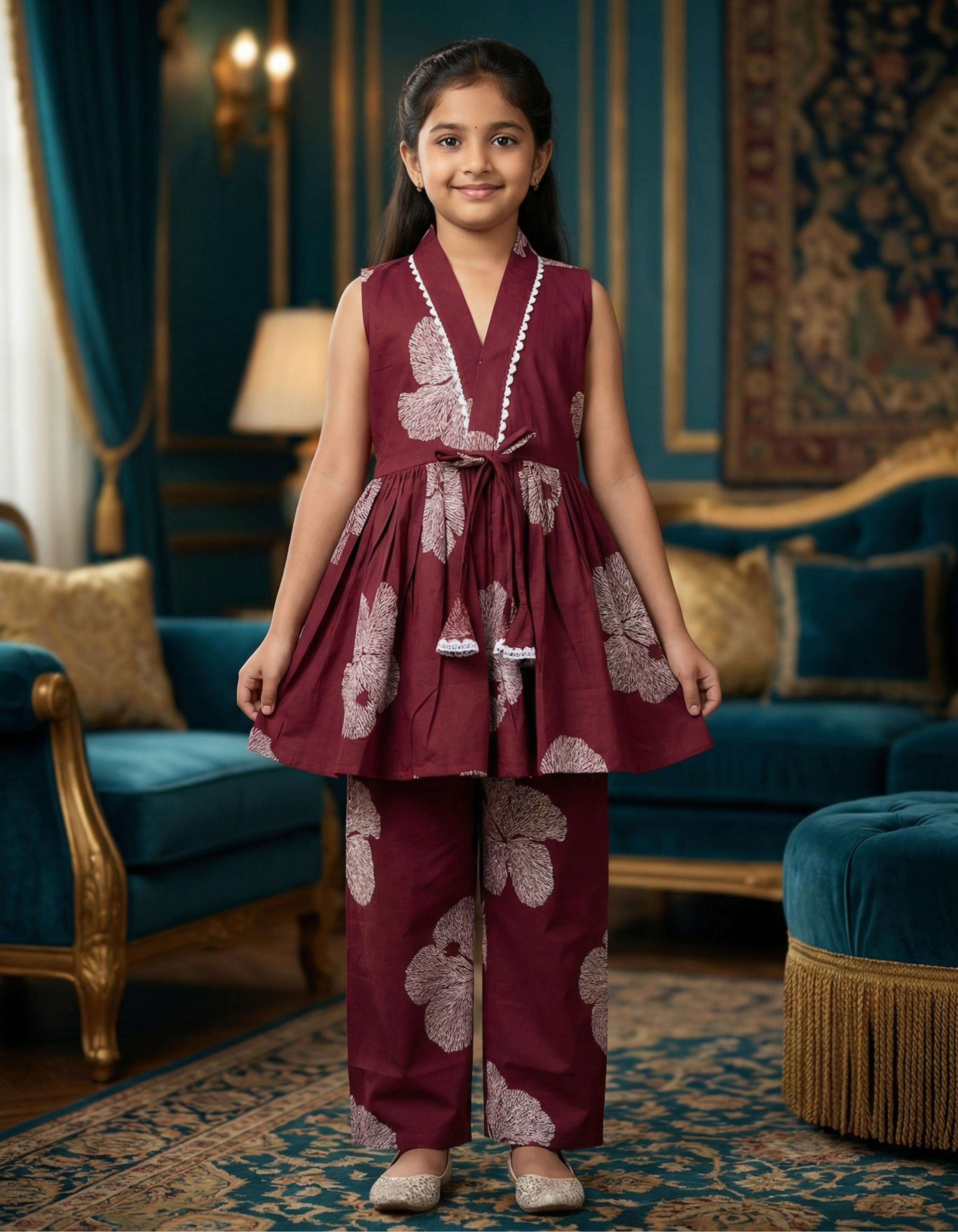 KIDS GIRL WEAR COTTON NEW PATTERN CORD SET ETHNIC SHOP SURAT...