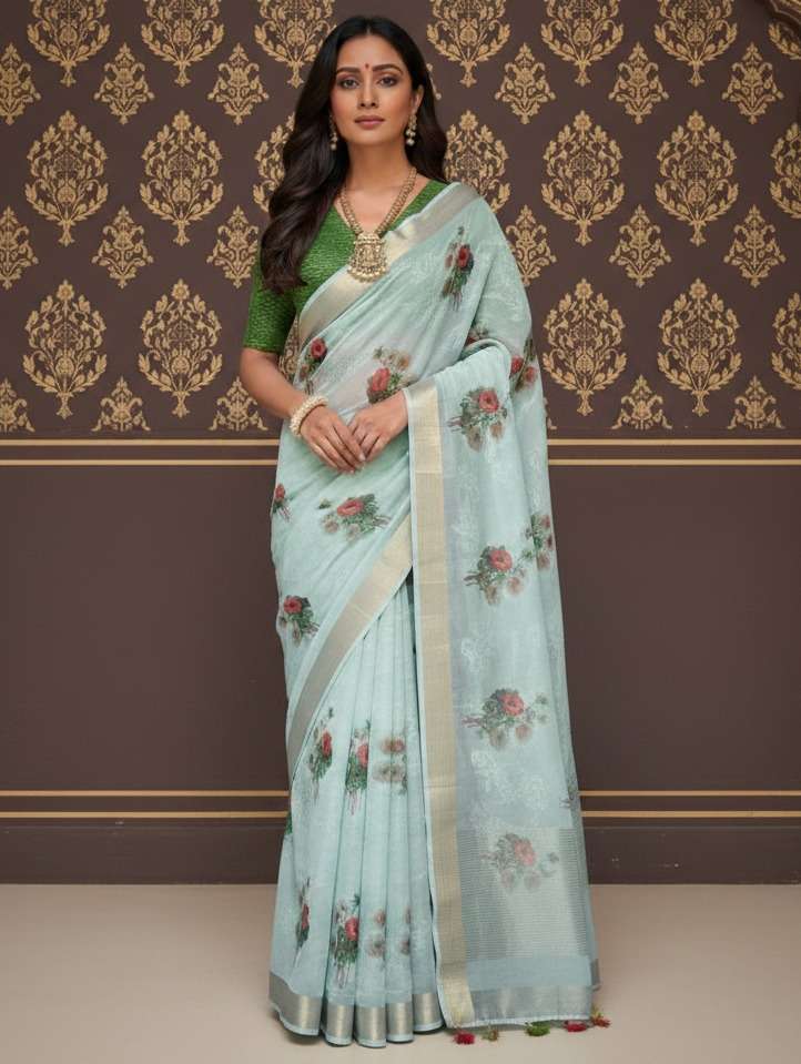 KIMORA MEERA PREMIUM HIT BRASSO MATERIAL MODAL STYLE SAREE T...