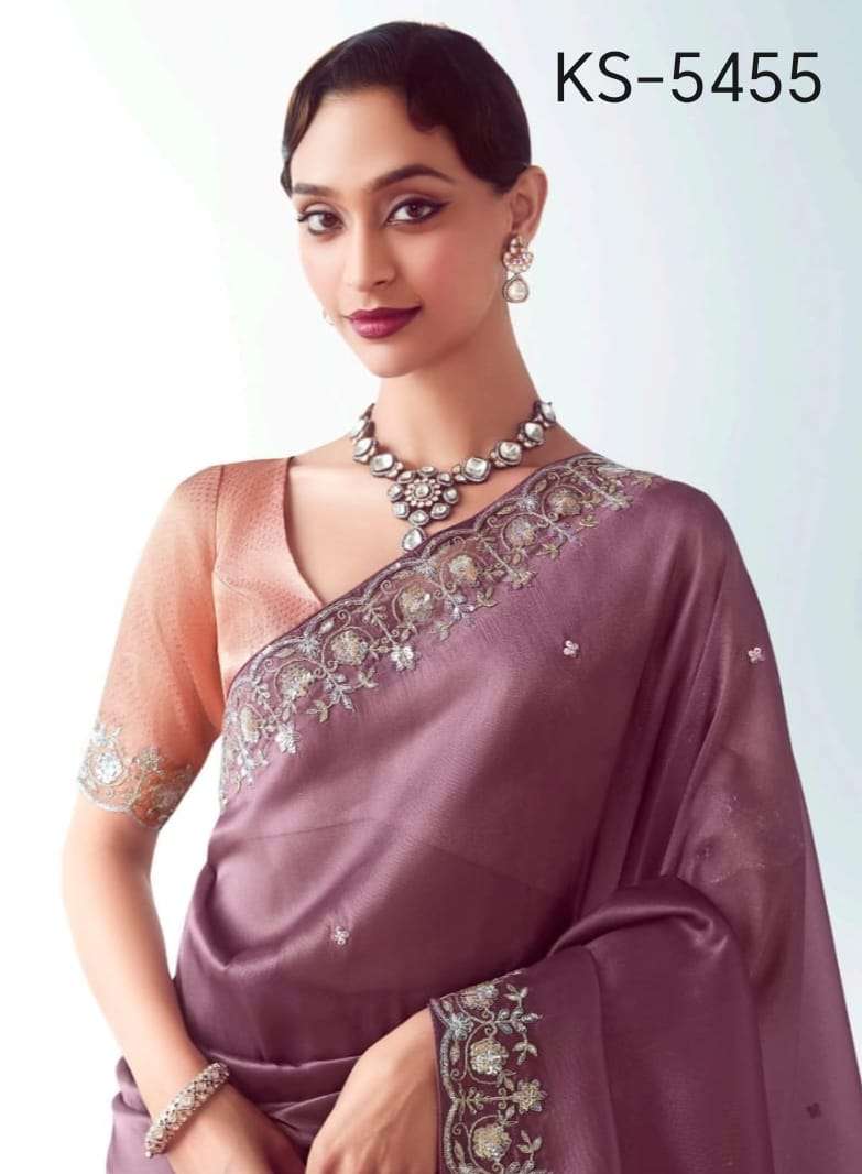 KIMORA X KAJAL17 FANCY FABRIC WITH DESIGNER HANDWORK SAREE F...