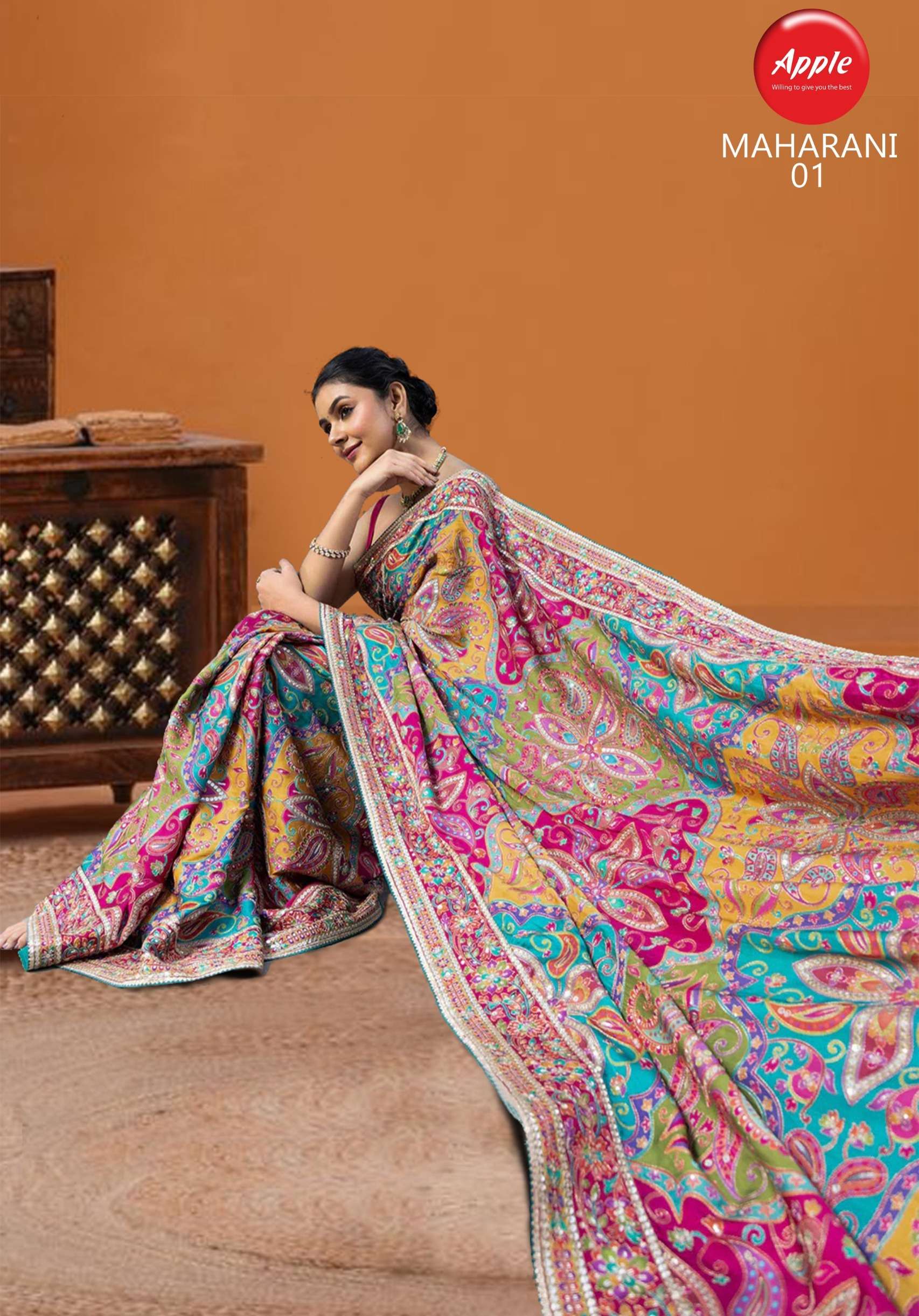 MAHARANI 01 New Arrival Half and beautiful Satin Fabric with...