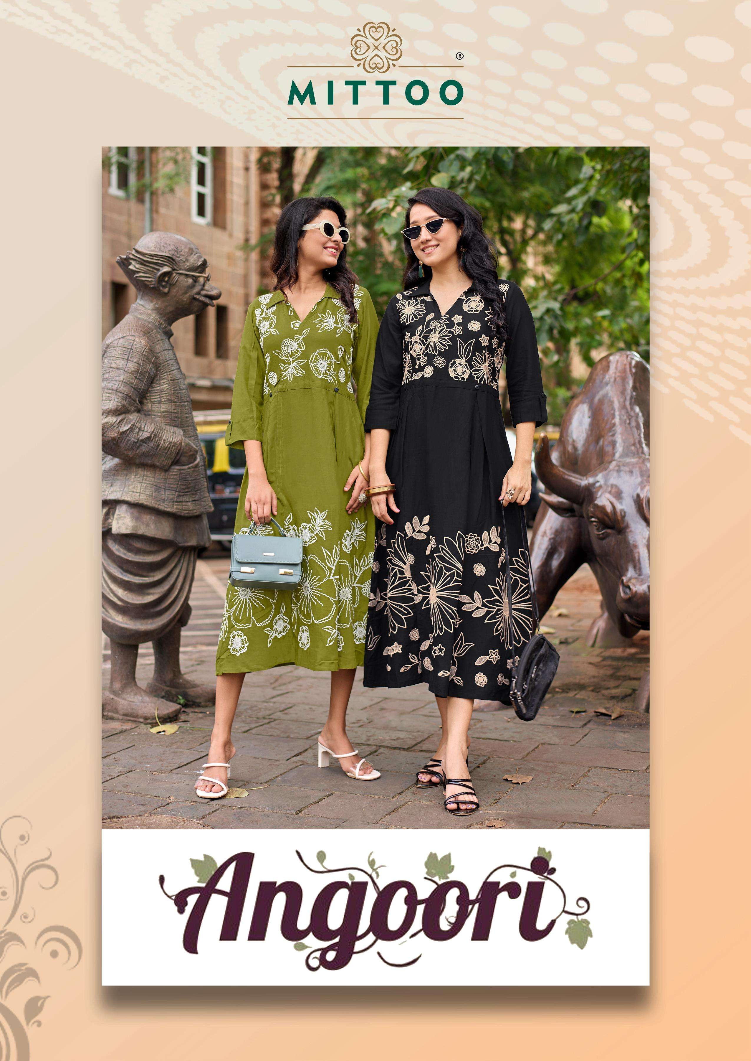MITTOO ANGOORI WESTERN LOOK RAYON THREAD WORK ONE PIECE FOR ...