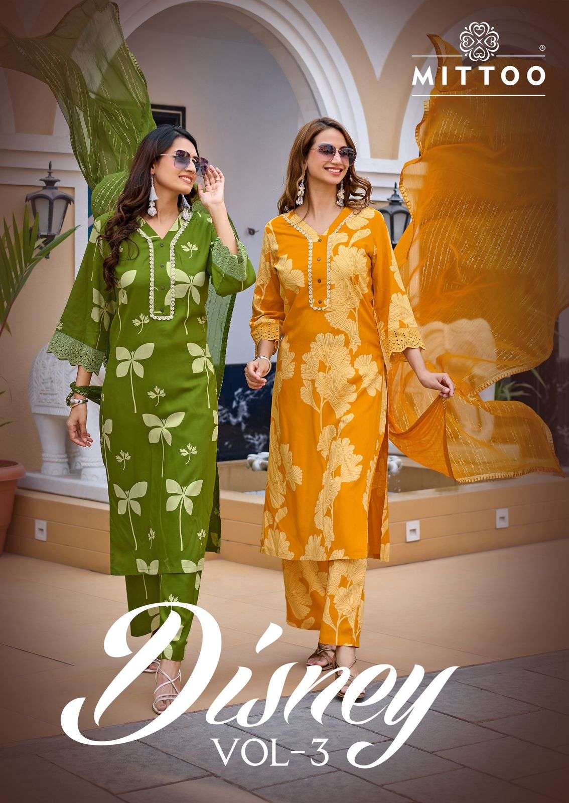 MITTOO DISNEY VOL 3 RAYON PRINT HANDWORK SALWAR SUIT FOR PAR...