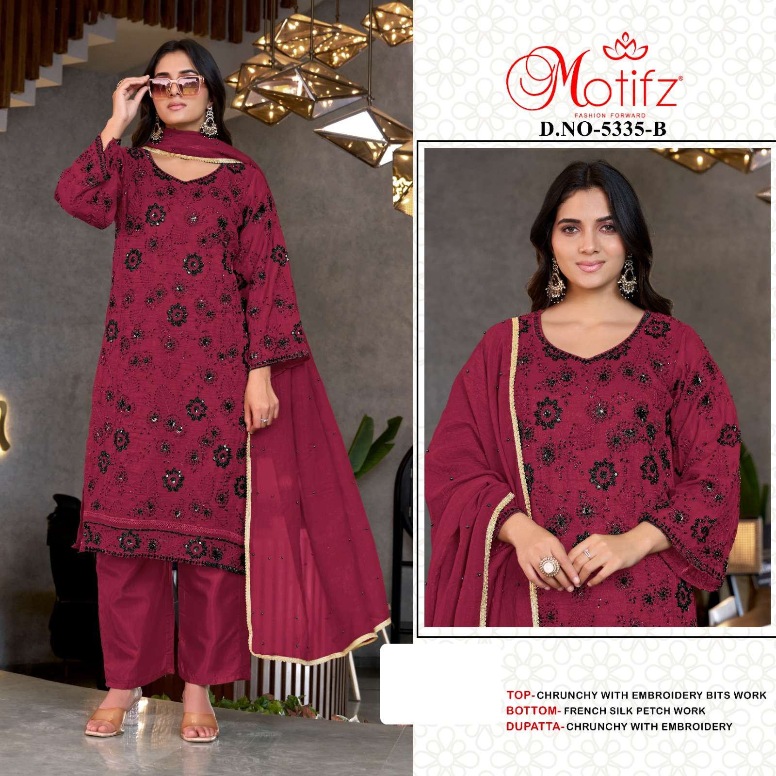 MOTIFZ 5335 CURCHNY WITH BITS EMBROIDERY SALWAR SUIT FOR FES...