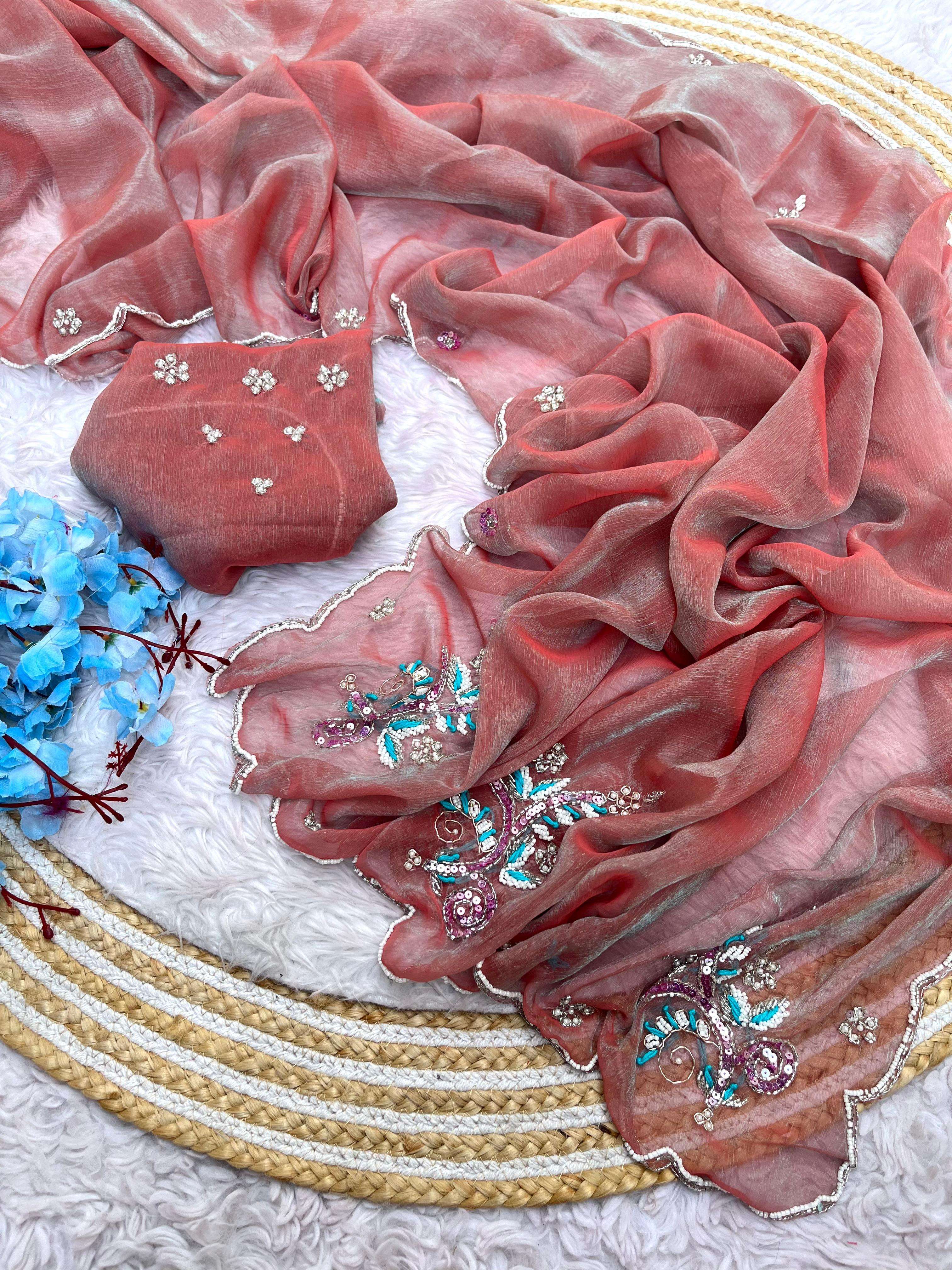 MP 625 Presents New Chiffon two ton Fabric With khatli  Hand...