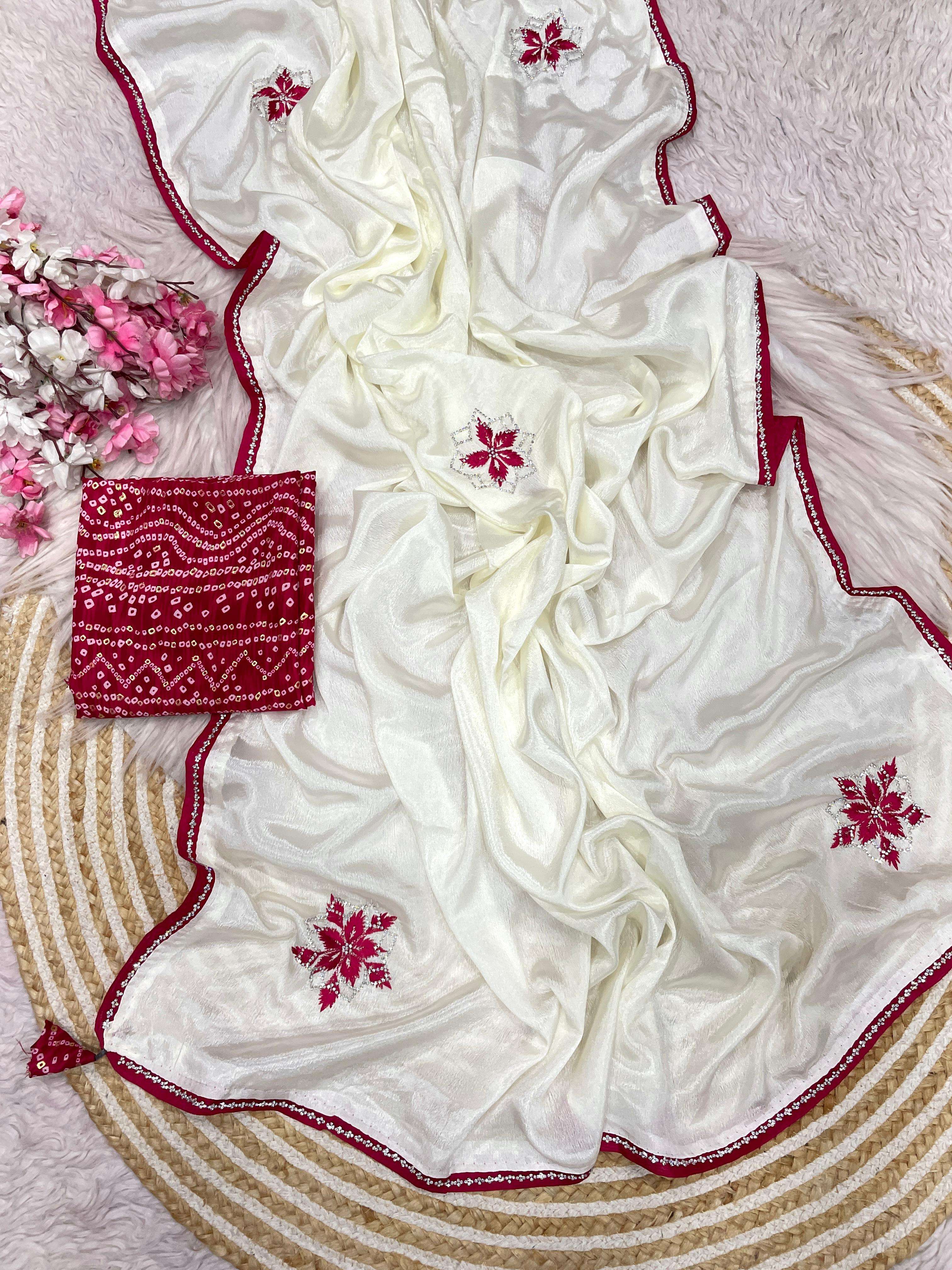 MP 640 pure and soft Chinnon fabric With multi Embroidery wo...