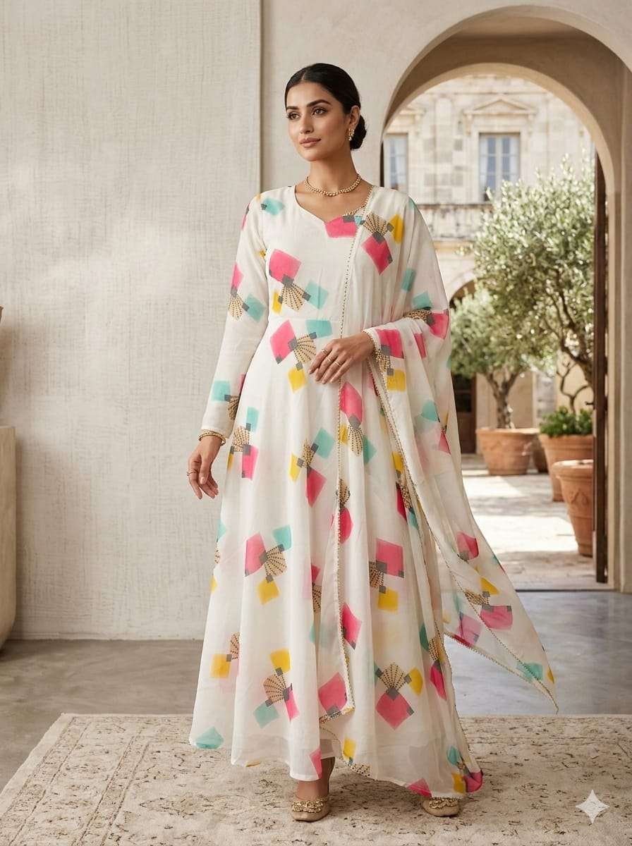 MULTIPAL COLORFUL FLOWER MAXY GOWN WITH DUPATTA SHOP RANG