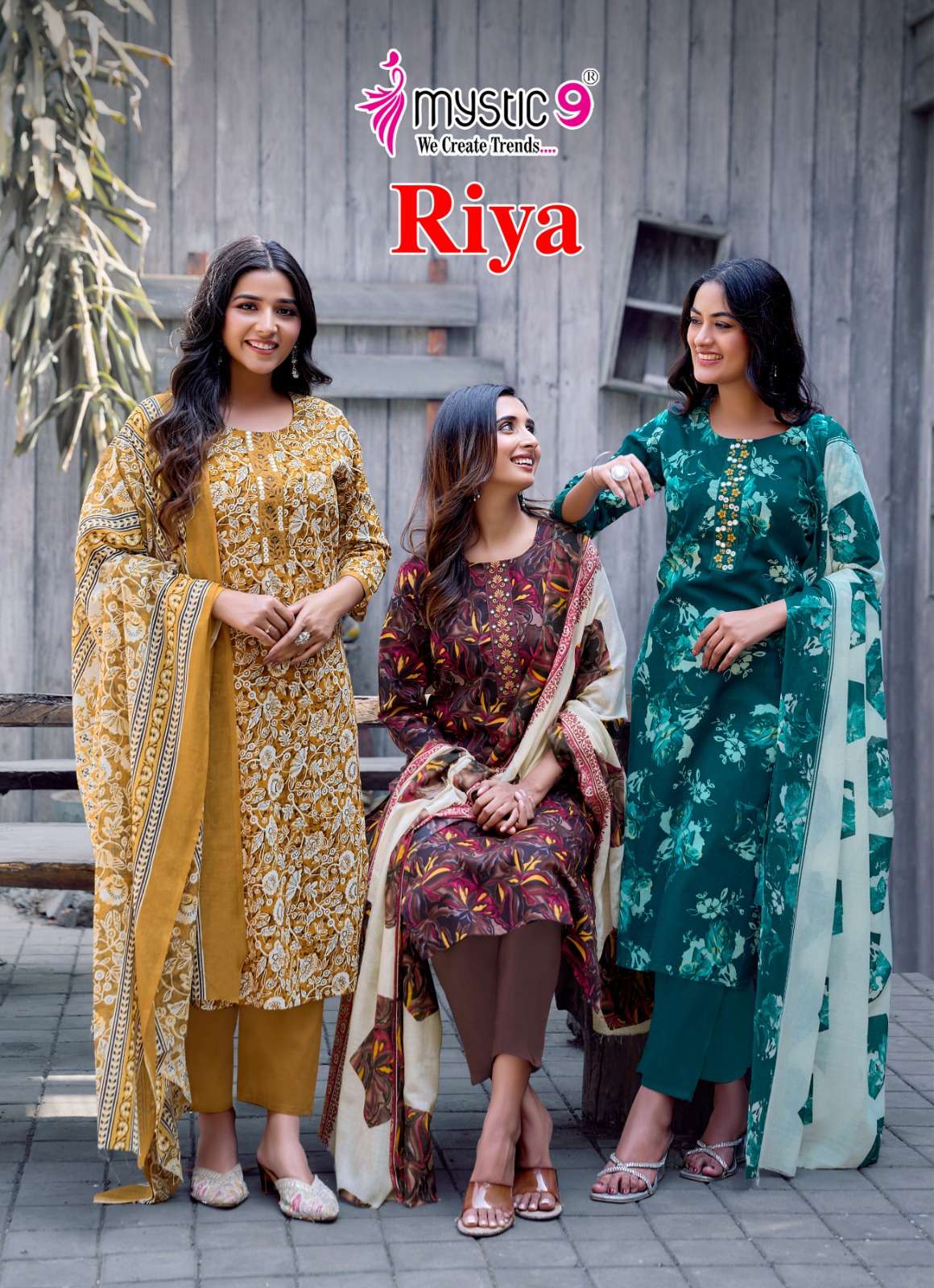 MYSTIC 9 RIYA VOL 1 EXCLUSIVE COTTON CAMBRIC PRINT STRAIGHT ...